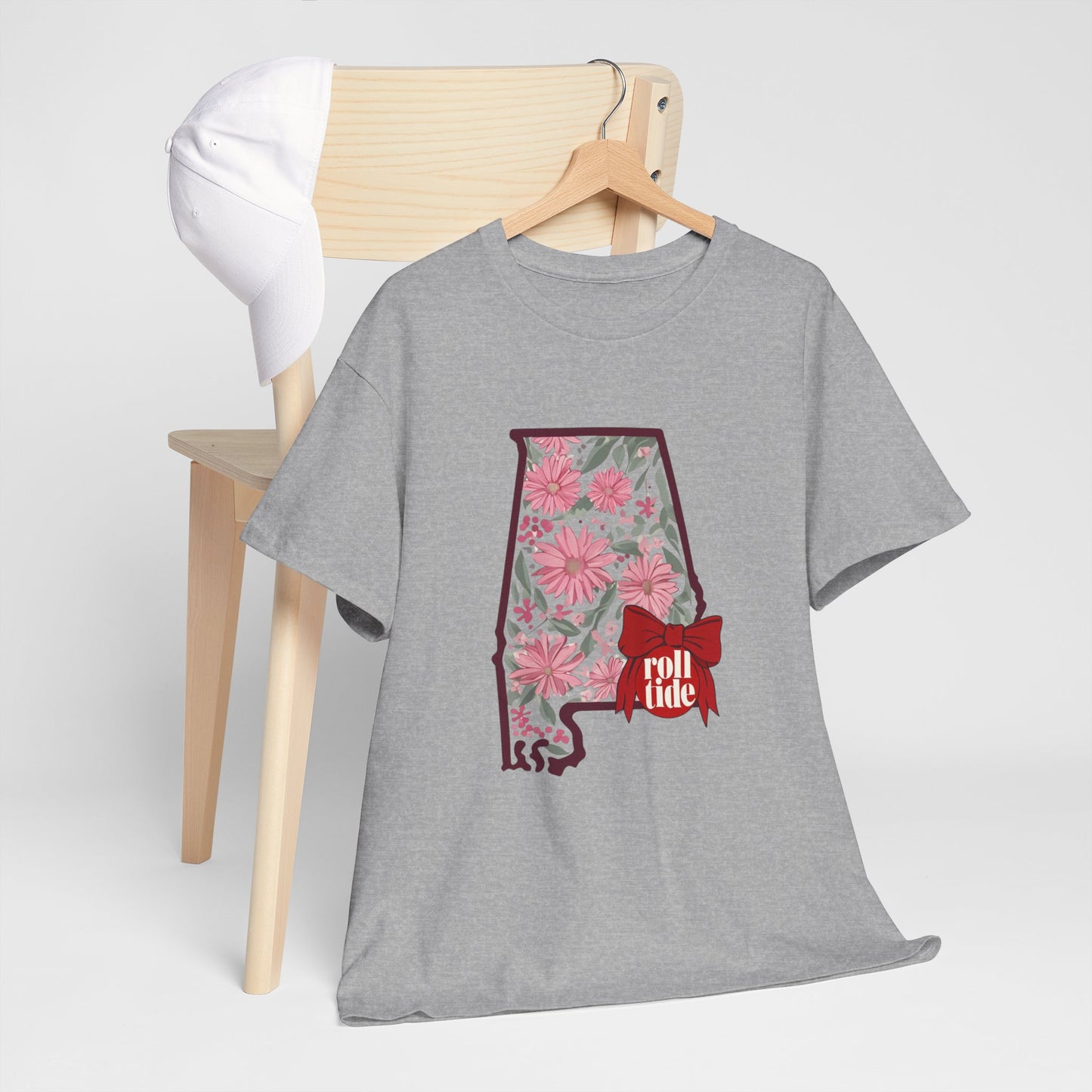 Floral Alabama Tee - Roll Tide Unisex Heavy Cotton T-Shirt, Casual Wear, Game Day Outfit, College Apparel, Southern Pride