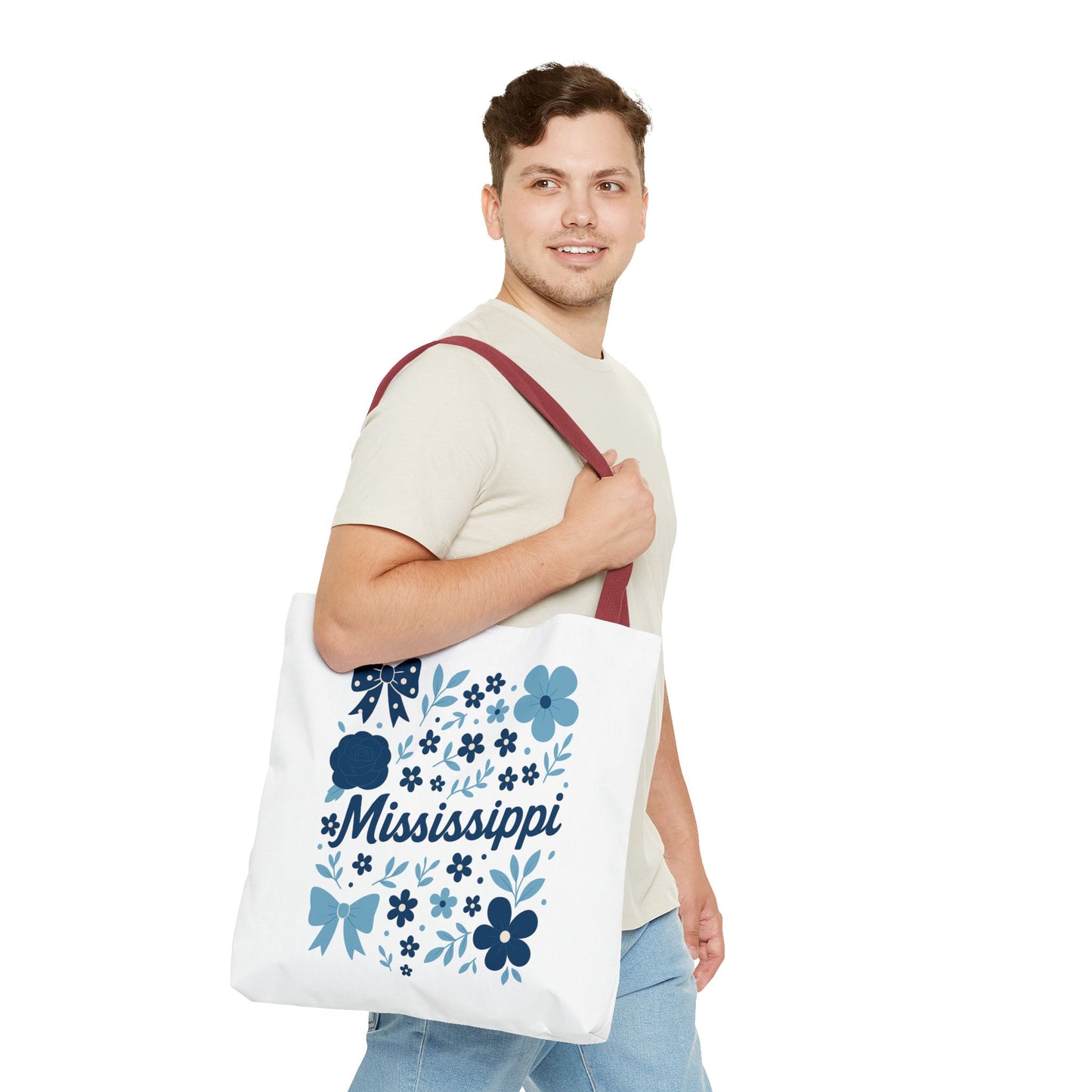 Floral Mississippi Tote Bag | Eco-Friendly Shopping Bag, Beach Tote, Gift for Her, Travel Companion, Custom Flower Design