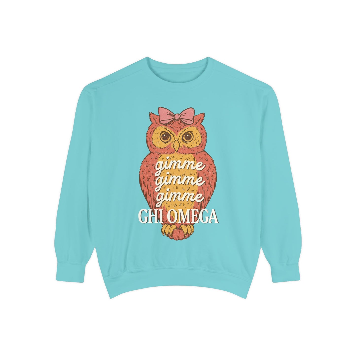 Gimme Gimme Owl Sweatshirt, Unisex Sweatshirt, Sorority Apparel, Cute Owl Design, Cozy Gift, College Sweatshirt