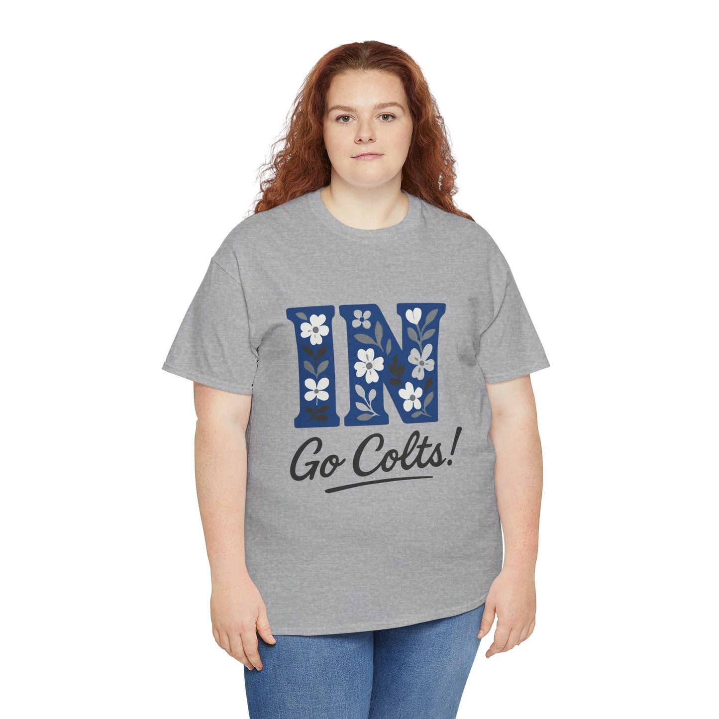 Floral Colts Tee | Unisex Heavy Cotton Tee for Sports Fans, Indiana Pride