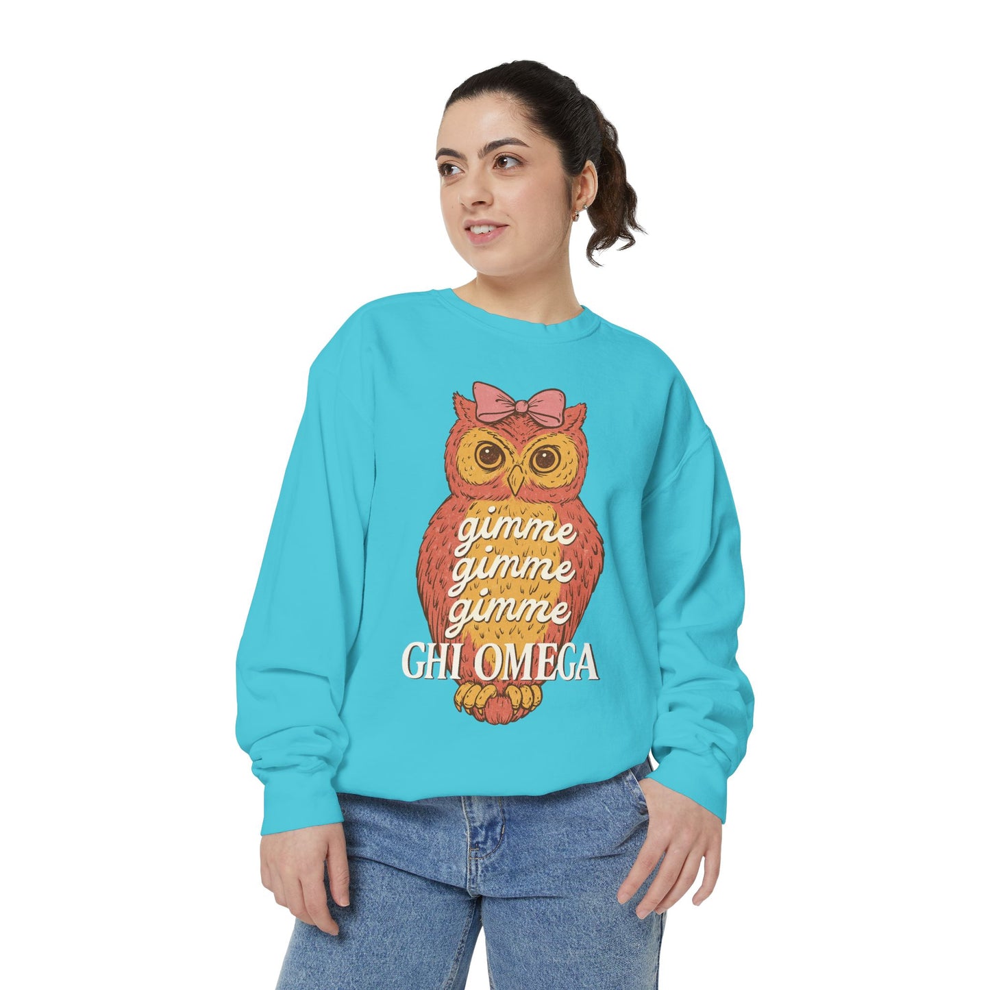 Gimme Gimme Owl Sweatshirt, Unisex Sweatshirt, Sorority Apparel, Cute Owl Design, Cozy Gift, College Sweatshirt