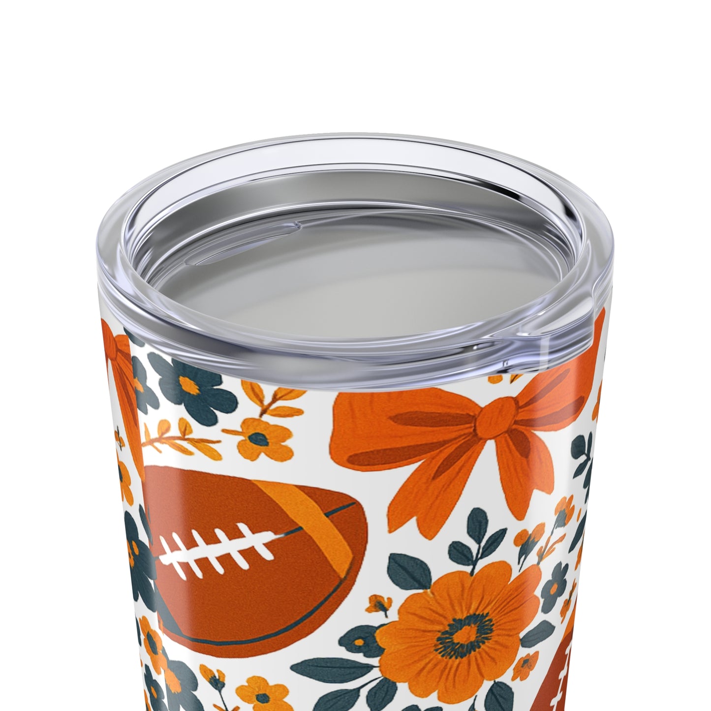20oz Floral Football Tumbler, Auburn Game Day, Floral Football Tumbler, 20oz Insulated Travel Mug, Sports Party Favor, Tailgate Accessory, Gift for Fans
