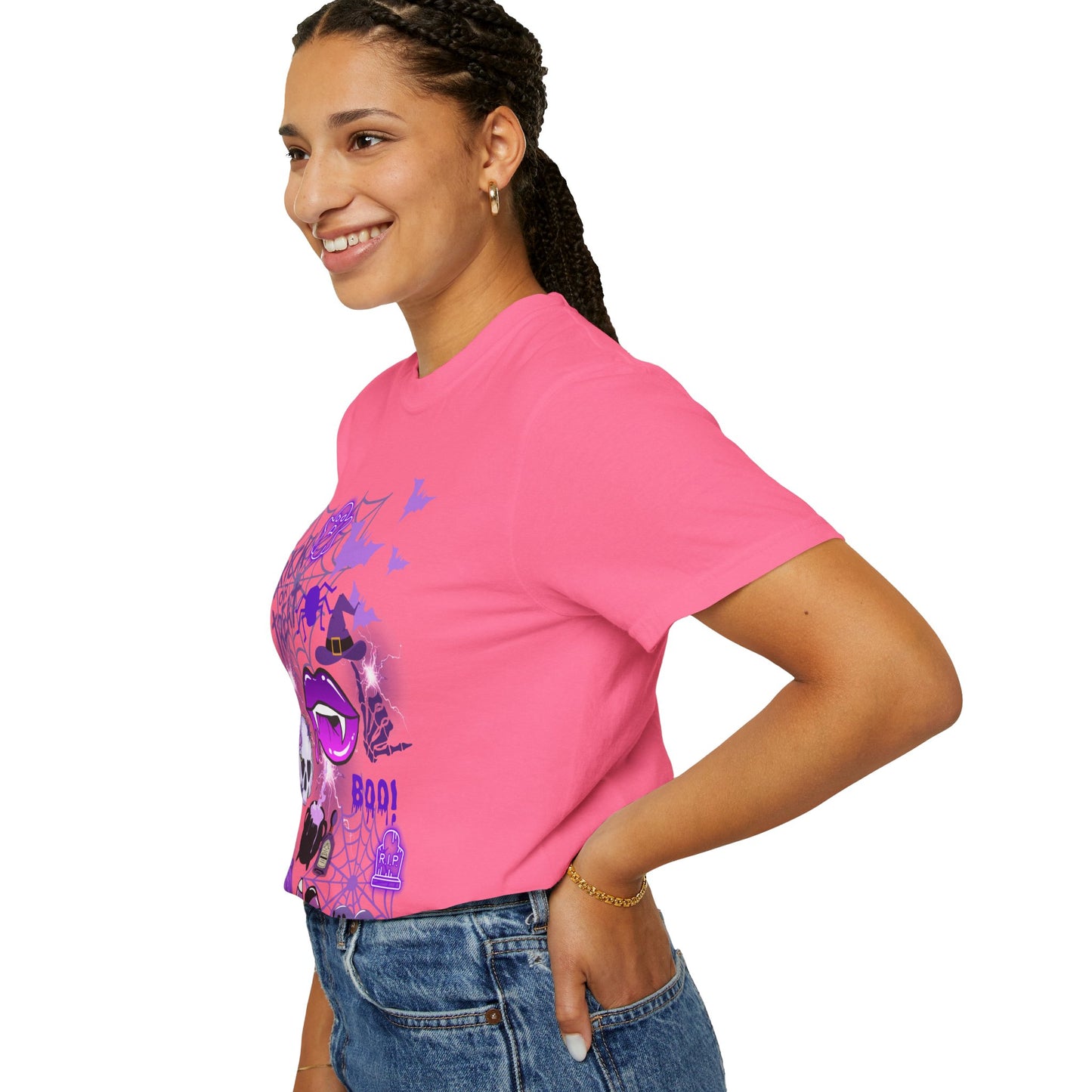 Spooky Purple Vibes Halloween Graphic T-Shirt, Fun Unisex Tee for Spooky Season, Trick or Treat, Boo! Shirt, Halloween Party Wear, Gift Idea