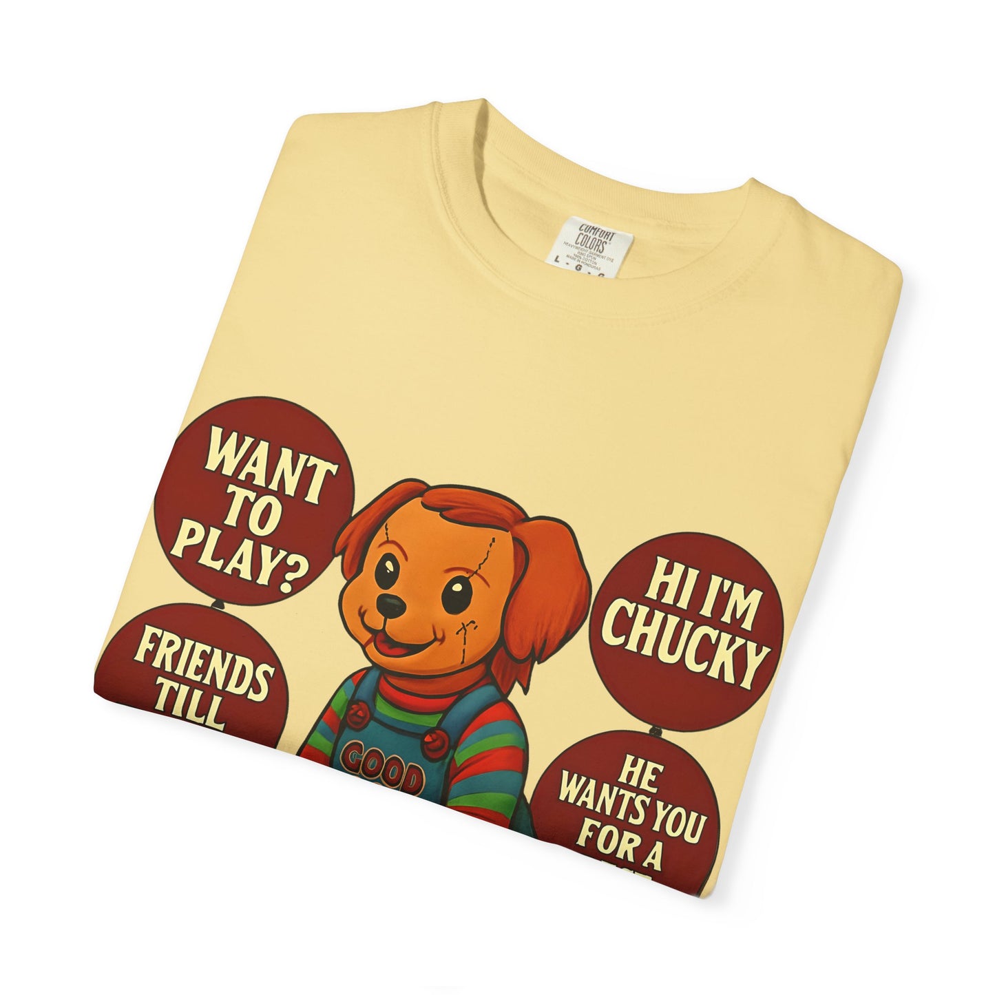 Spooky Graphic T-shirt, Halloween Costume Top, Unisex Tee, Funny Chucky Shirt, Gift for Horror Fans, Cute Spooky Apparel