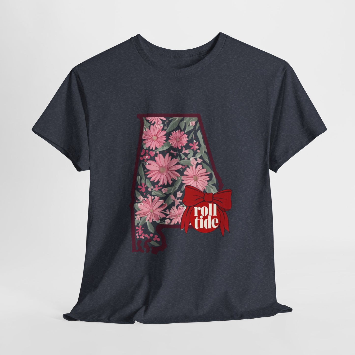 Floral Alabama Tee - Roll Tide Unisex Heavy Cotton T-Shirt, Casual Wear, Game Day Outfit, College Apparel, Southern Pride
