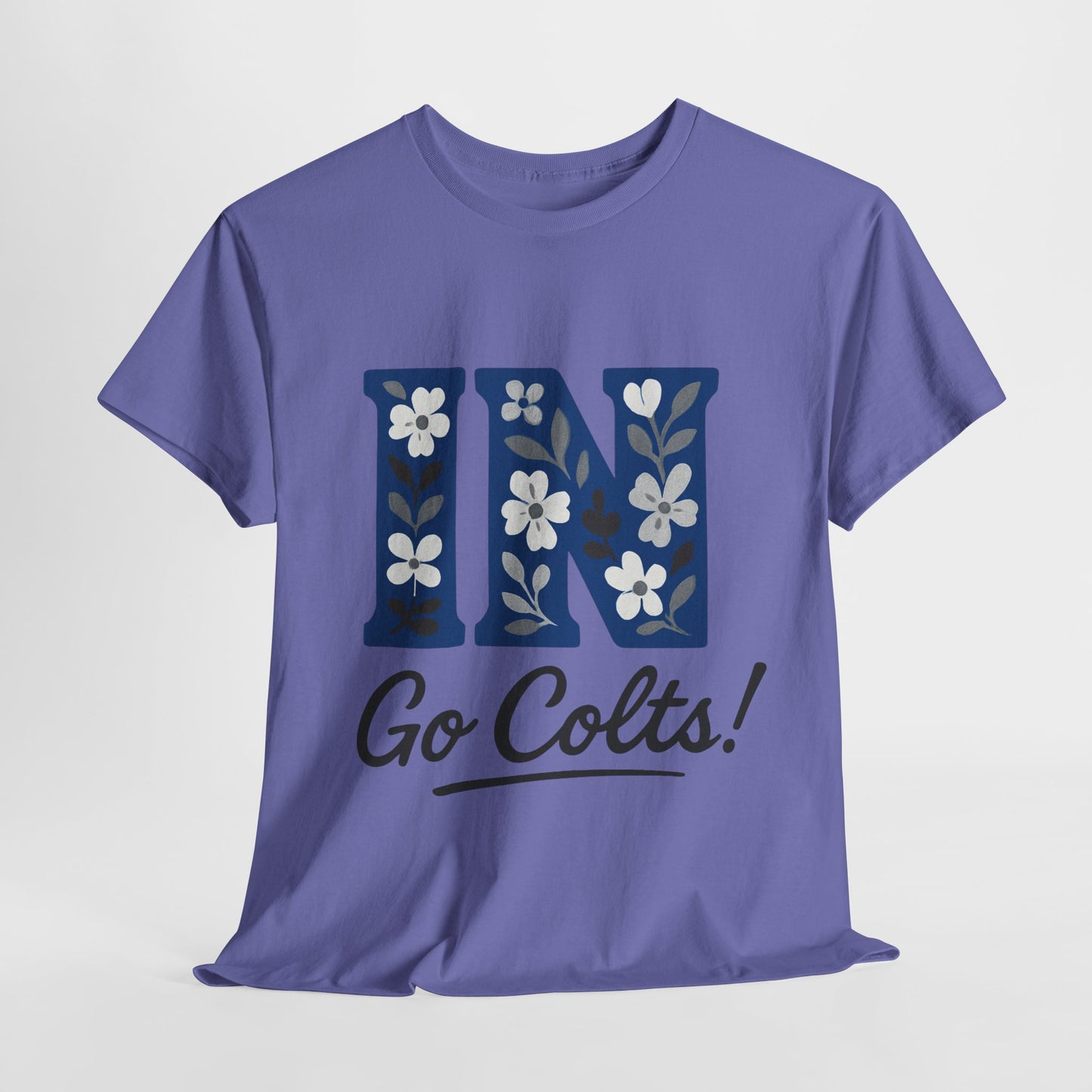 Floral Colts Tee | Unisex Heavy Cotton Tee for Sports Fans, Indiana Pride