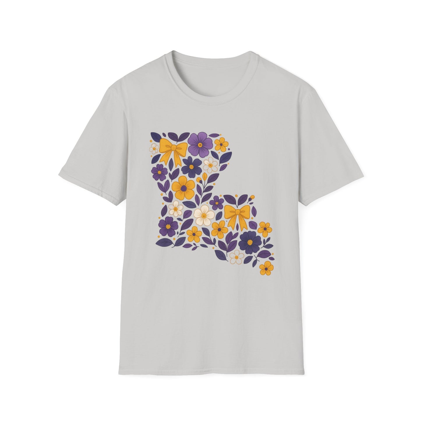 Louisiana Floral Graphic Tee, Casual Unisex T-Shirt, Spring Fashion, Gift for Nature Lovers, Summer Outfit, Southern Pride