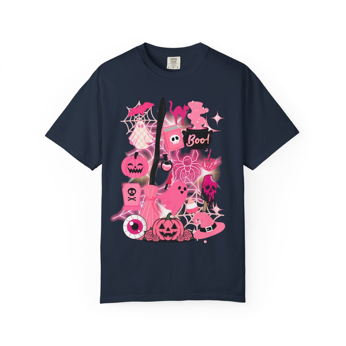 Pink Halloween-Themed Unisex T-shirt, Spooky Shirt, Ghostly Apparel, Boo T-shirt, Fall Fashion, Halloween Costume Top