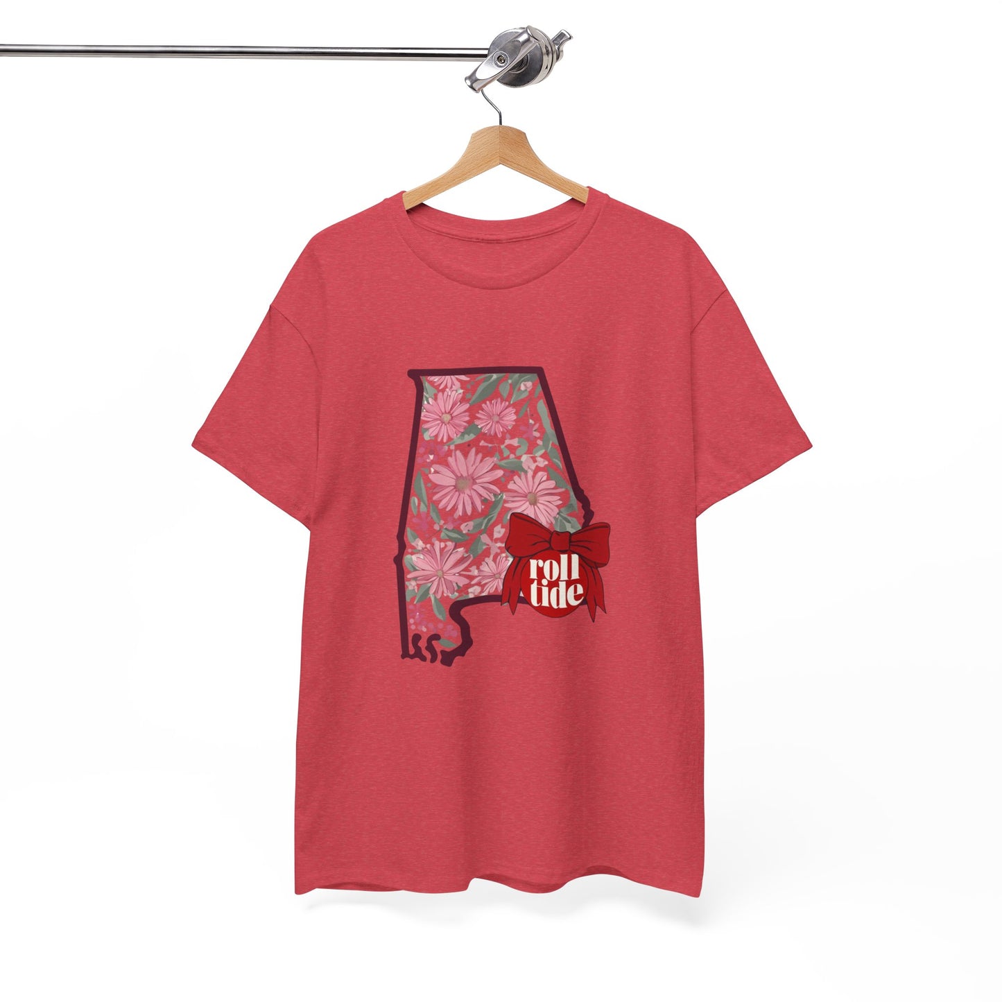 Floral Alabama Tee - Roll Tide Unisex Heavy Cotton T-Shirt, Casual Wear, Game Day Outfit, College Apparel, Southern Pride