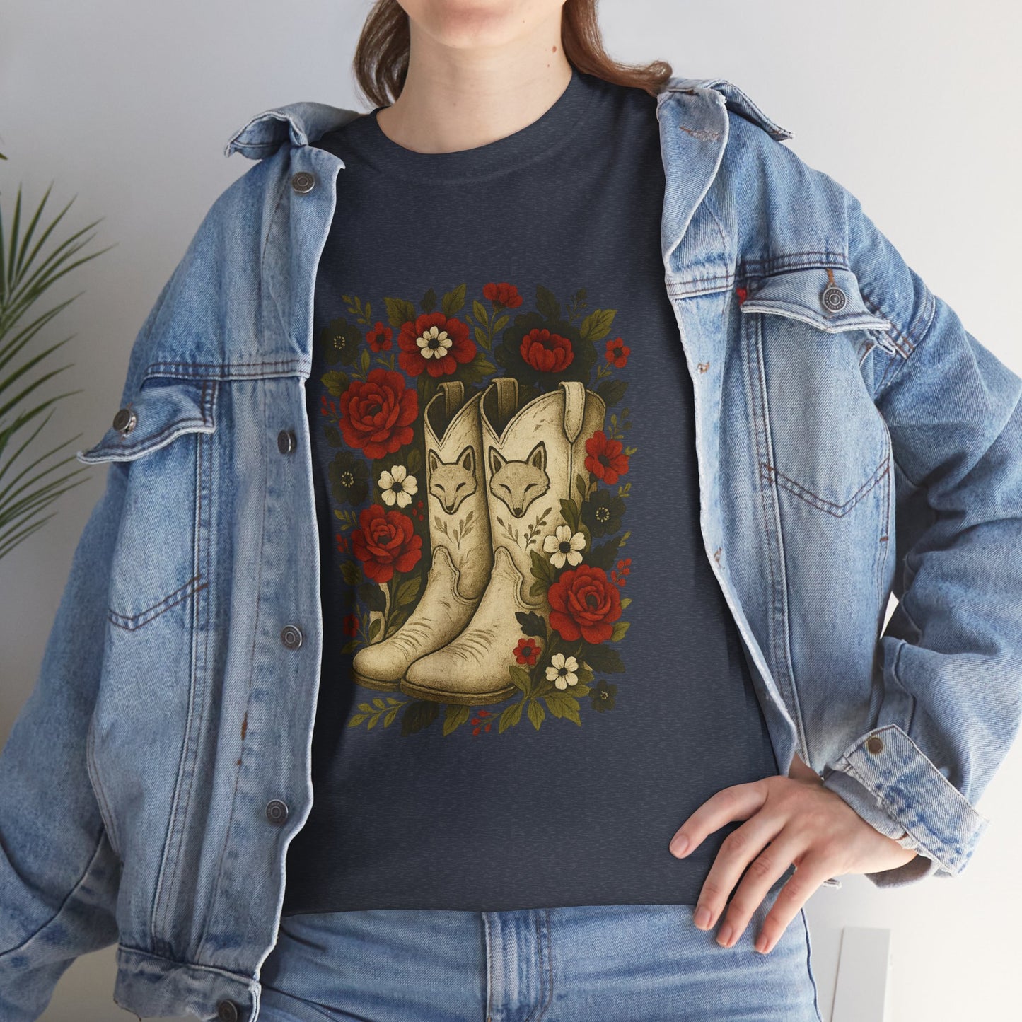 AR State Red Wolves Vintage Floral Cowboy Boots Tee