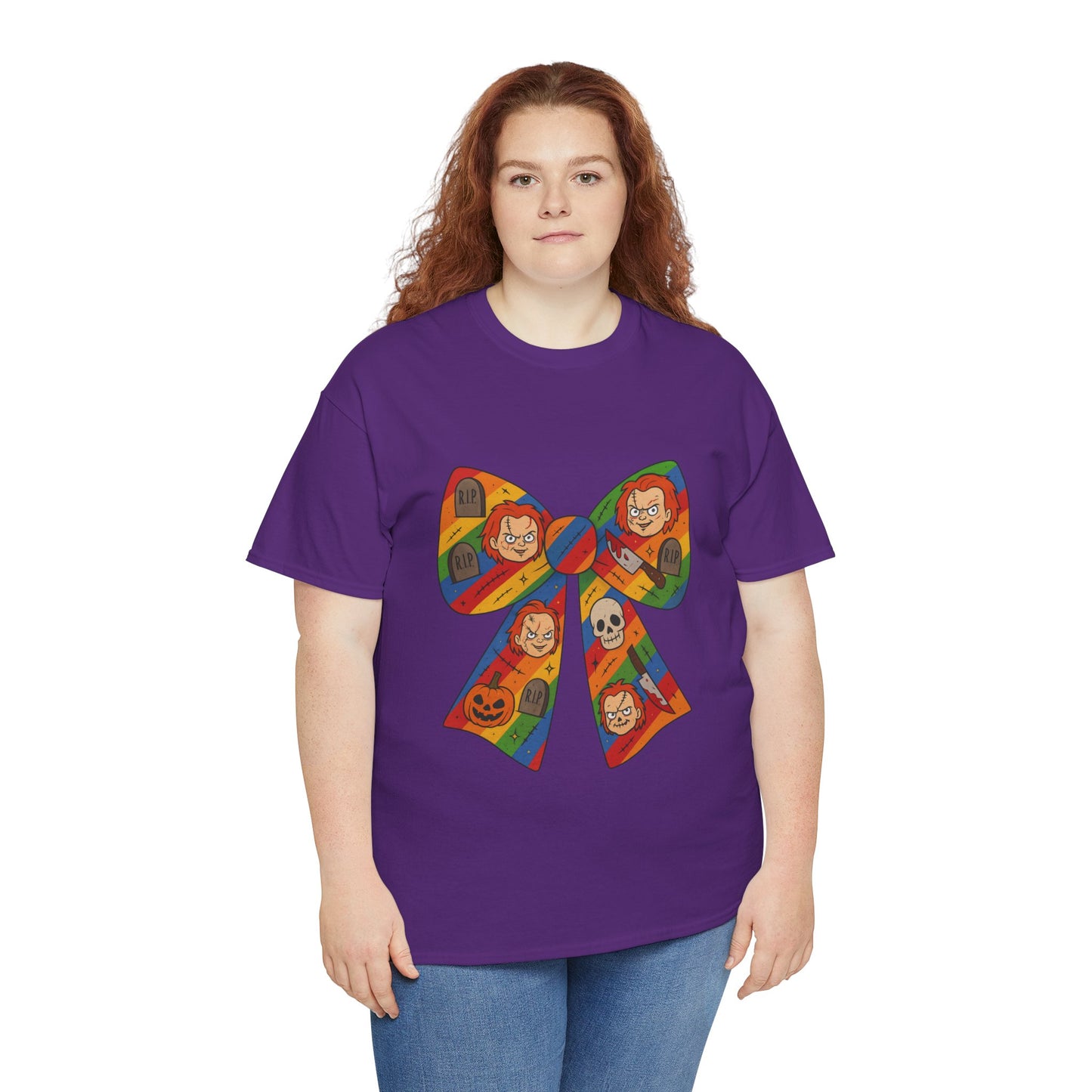 Colorful Halloween Bow Tee, Fun Costume T-Shirt, Halloween Party Shirt, Unisex Graphic Tee, Cozy Everyday Wear, Unique Gift Idea