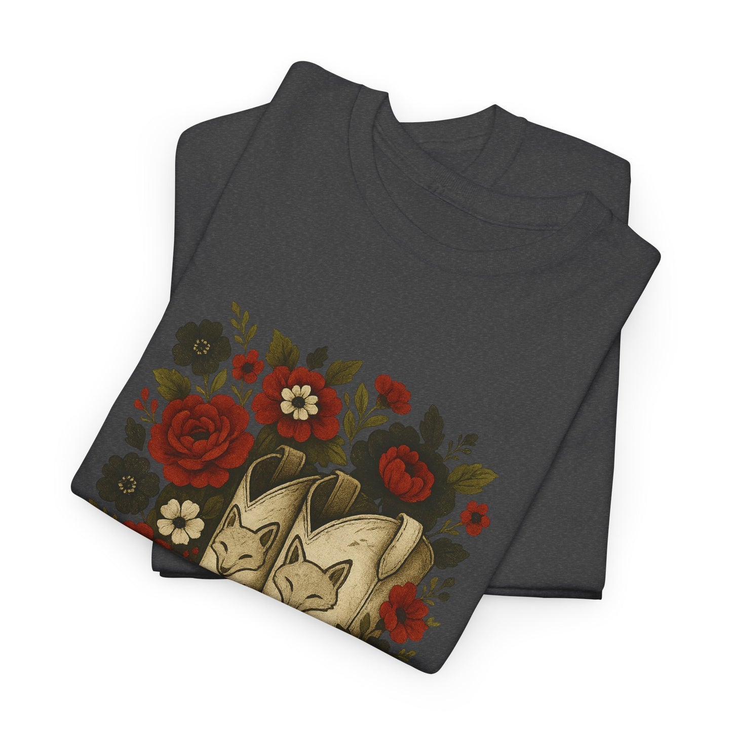 AR State Red Wolves Vintage Floral Cowboy Boots Tee