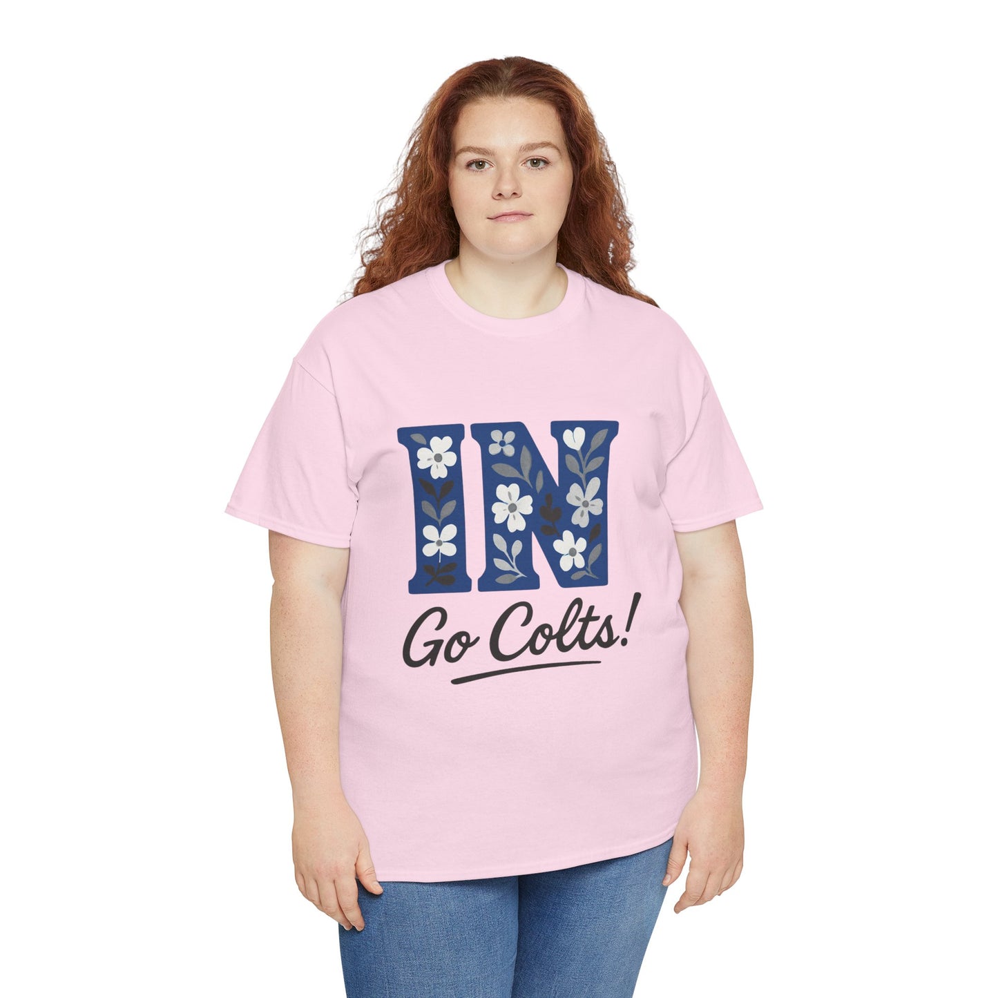 Floral Colts Tee | Unisex Heavy Cotton Tee for Sports Fans, Indiana Pride