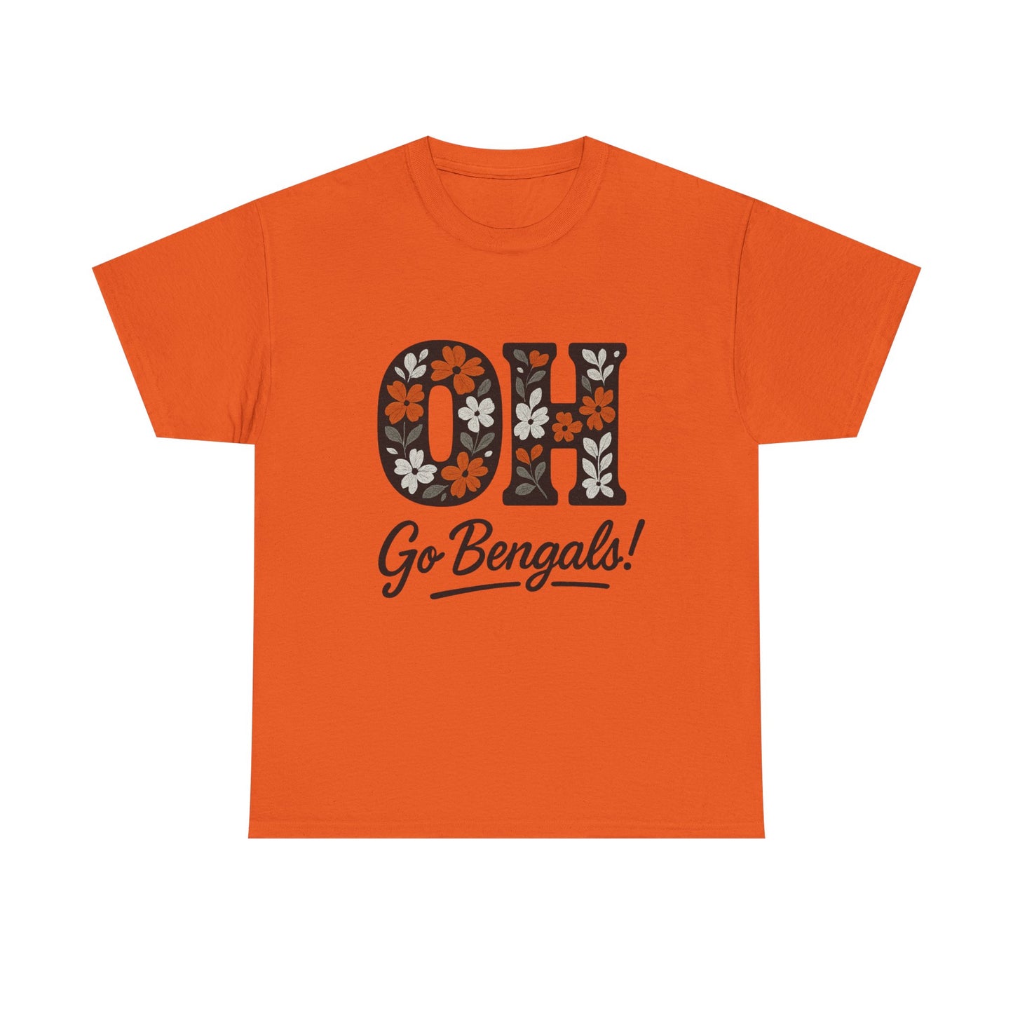 Bengals Floral Tee - Unisex Heavy Cotton