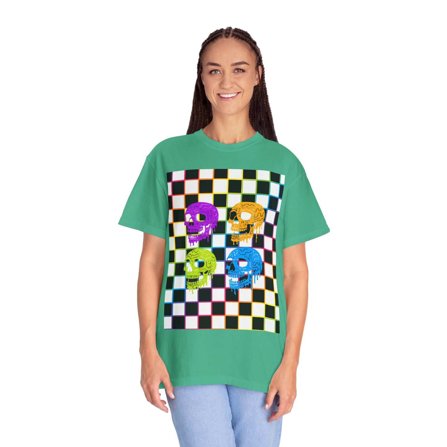 Vibrant Skull Graphic T-Shirt, Unisex Tee, Halloween Outfit, Alternative Fashion, Festival Wear, Casual Street Style