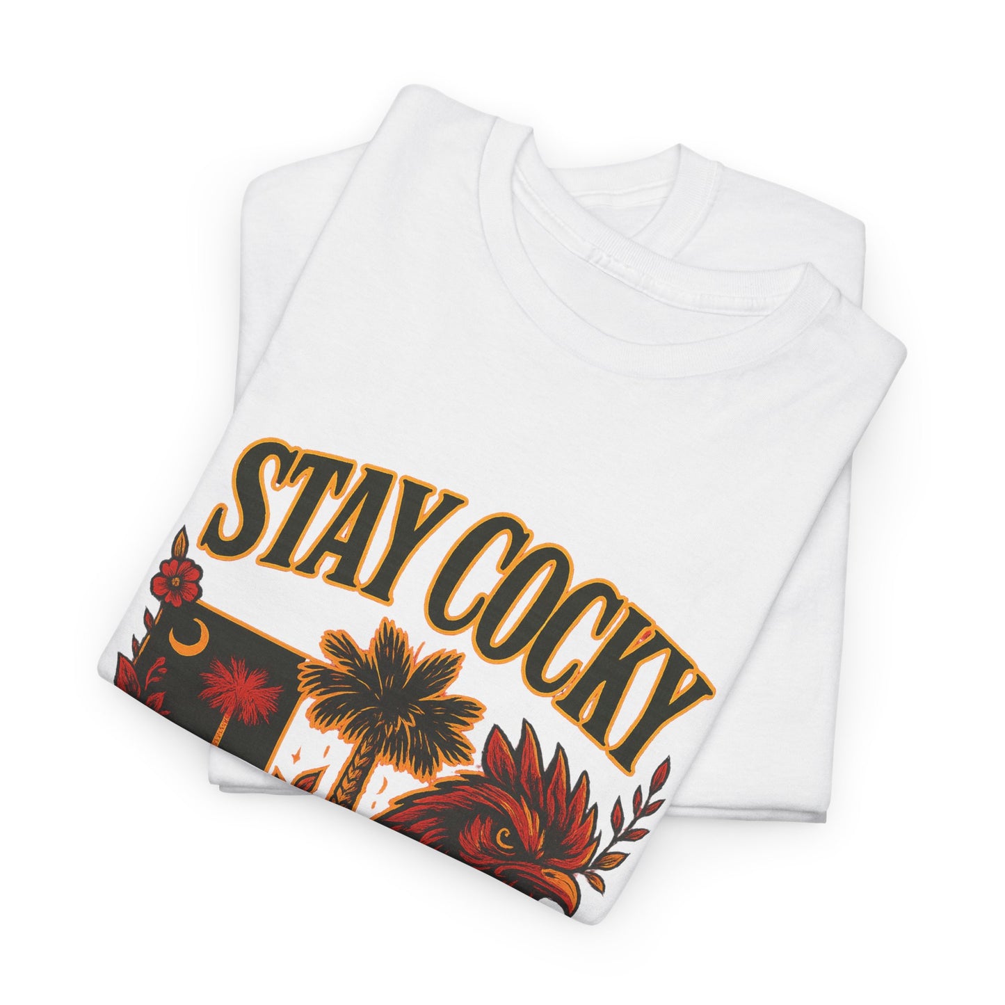 Stay Cocky Unisex Heavy Cotton Tee, Casual Graphic Tee, South Carolina Pride Shirt, Fun Vacation Wear, Perfect Gift for Gamecocks Fans