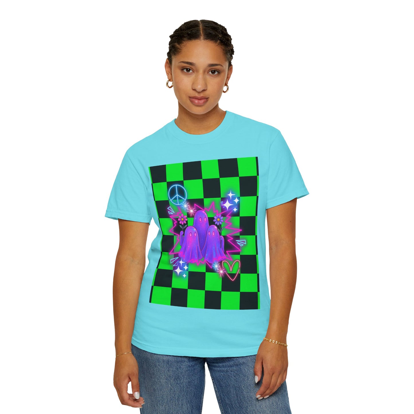 Vibrant Ghost Graphic Tee, Unisex T-shirt, Retro Vibe Shirt, Perfect for Halloween, Party Wear, Casual Style, Unique Gift