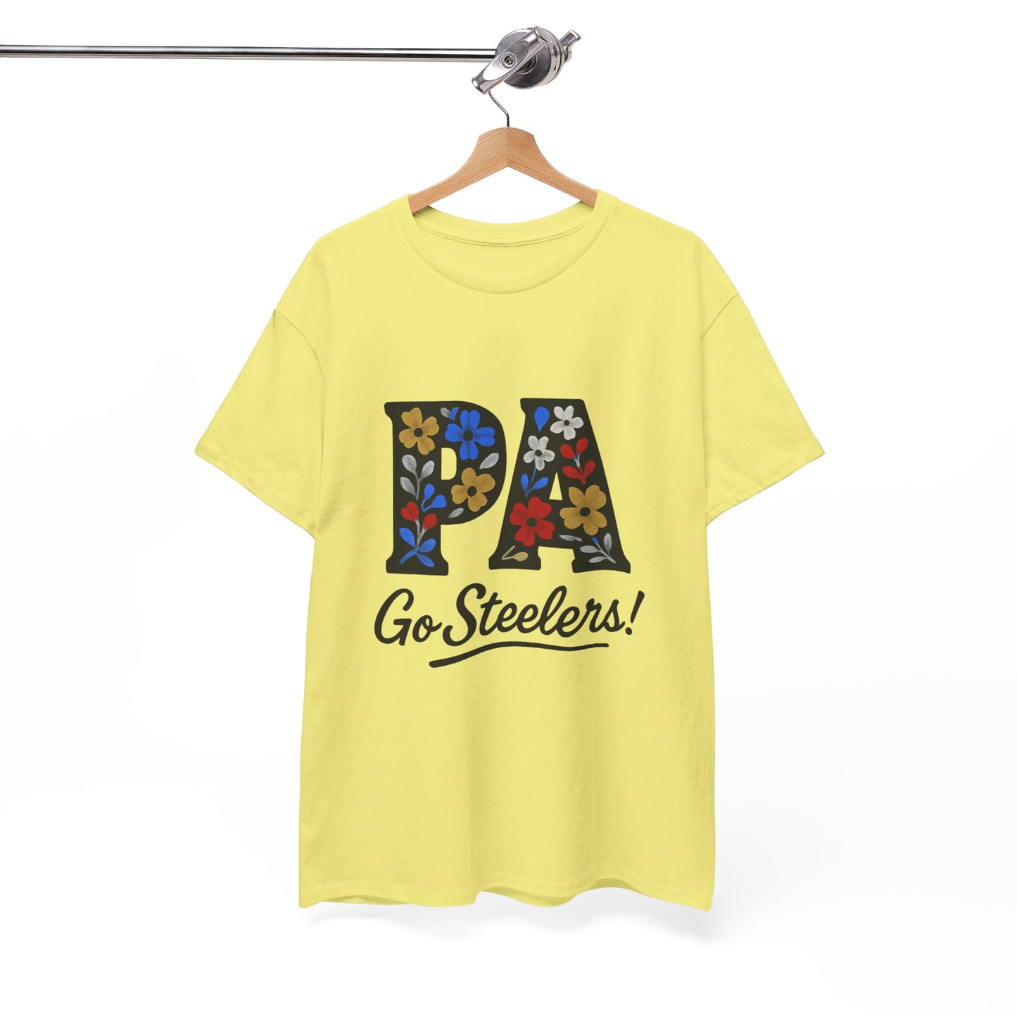 Sports Fan Tee - Floral PA Go Steelers Unisex Heavy Cotton Tee
