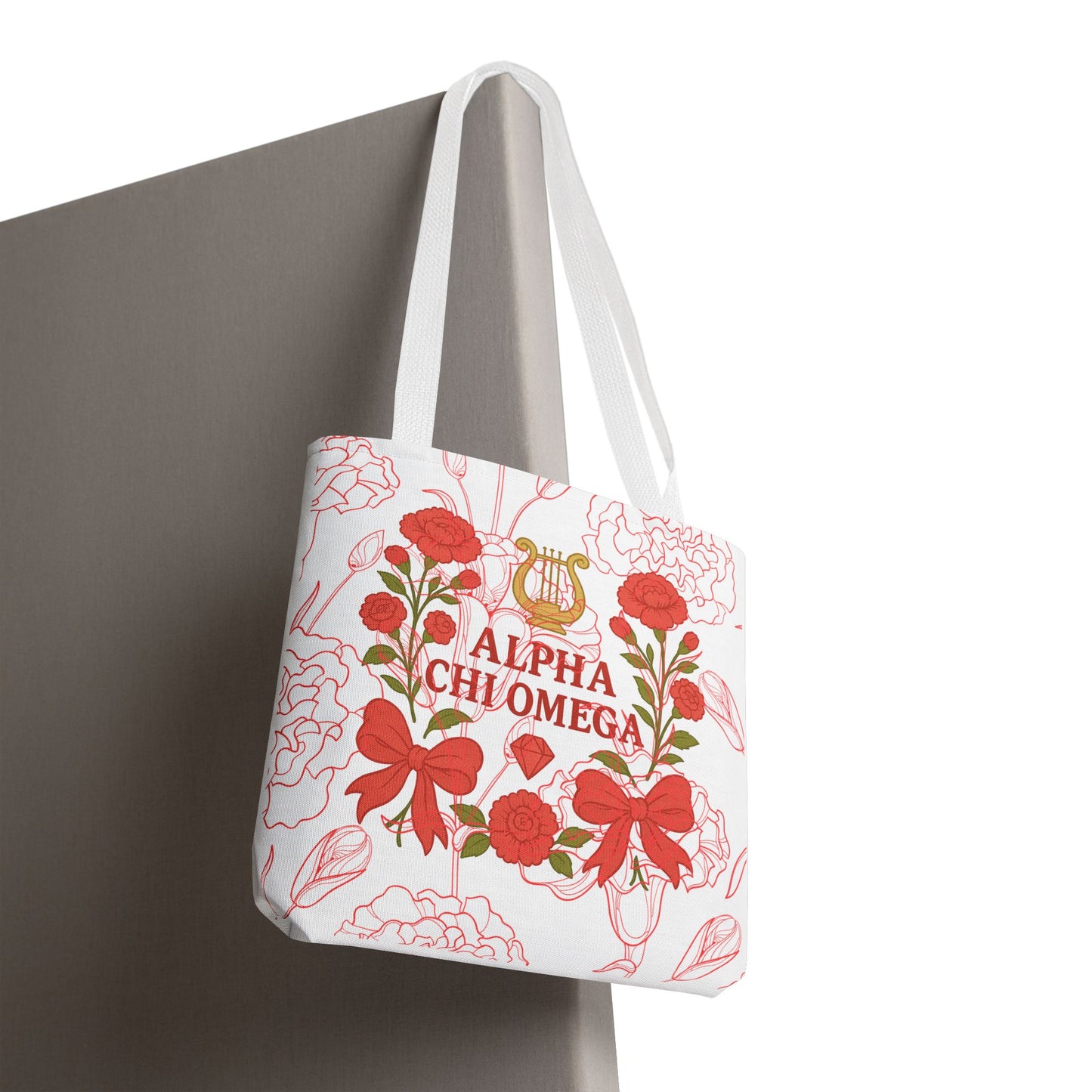 Floral Sorority Alpha Chi Omega Tote Bag, College Essentials, Gift for Sorority Sisters, Eco-Friendly Shopping Tote, Alpha Chi Omega Apparel