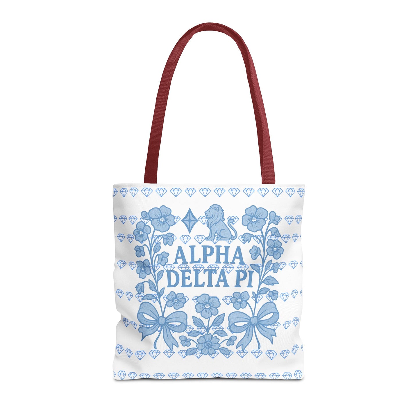 Alpha Delta Pi Floral Tote Bag - Stylish Sorority Accessory, Gift for College Students, Everyday Use, Blue Floral Design, AOP Style