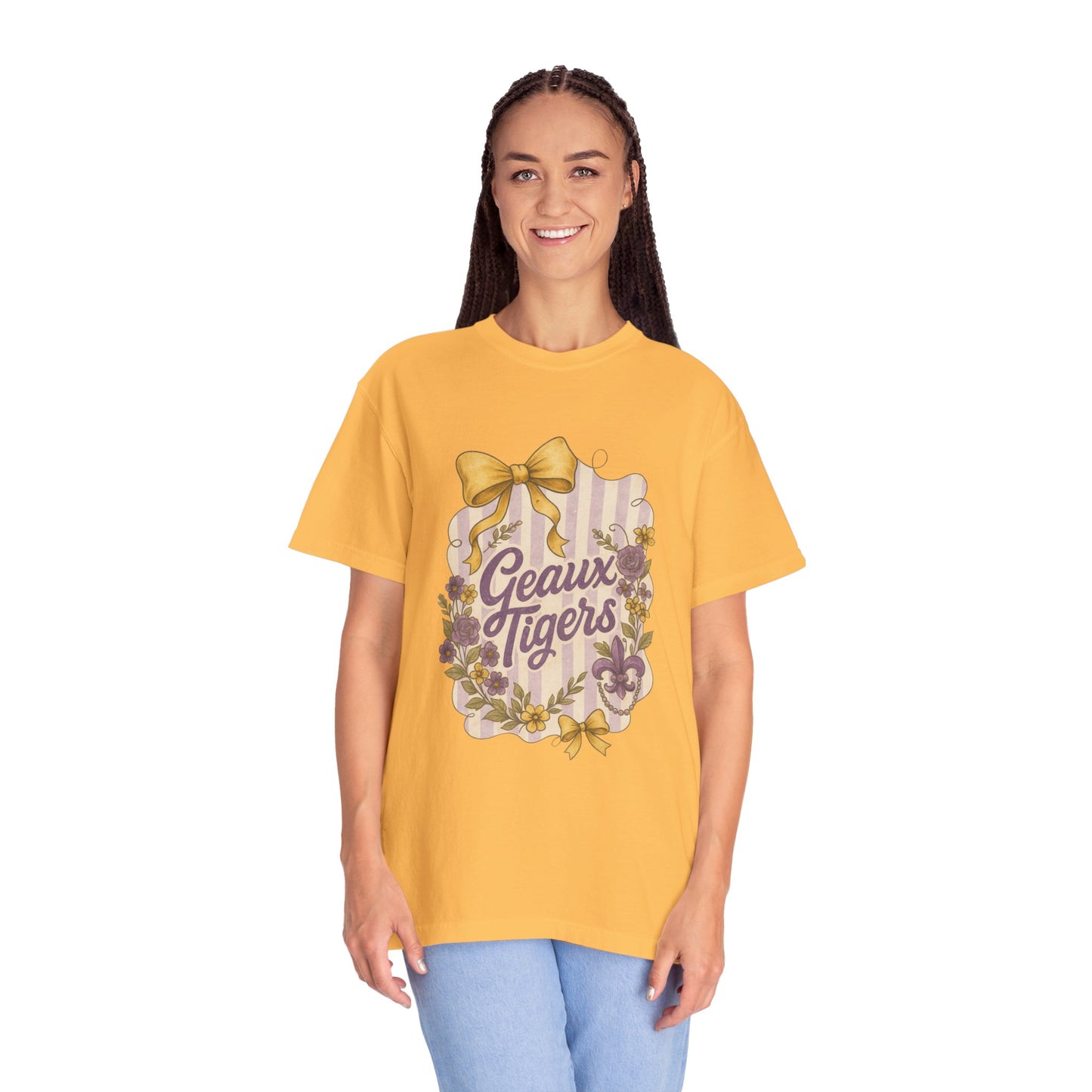 Geaux Tigers Floral T-Shirt, Unisex Casual Tee, Game Day Apparel, Spring Outfit, LSU Fan Gear
