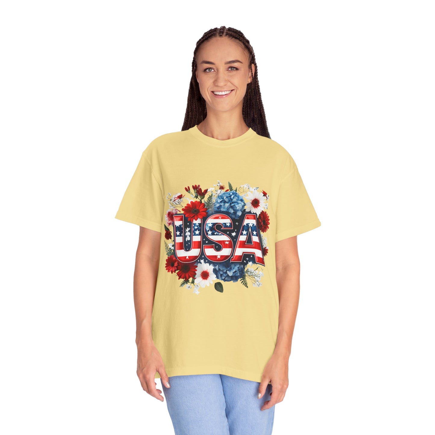Patriotic Floral USA T-Shirt