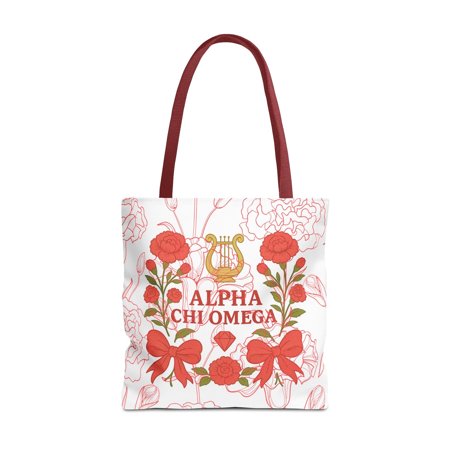 Floral Sorority Alpha Chi Omega Tote Bag, College Essentials, Gift for Sorority Sisters, Eco-Friendly Shopping Tote, Alpha Chi Omega Apparel