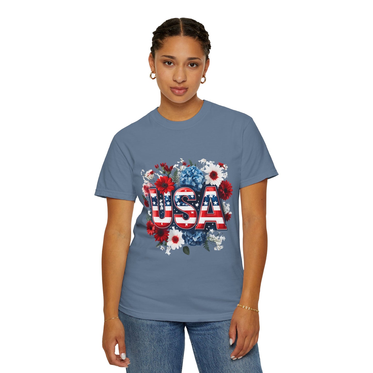 Patriotic Floral USA T-Shirt