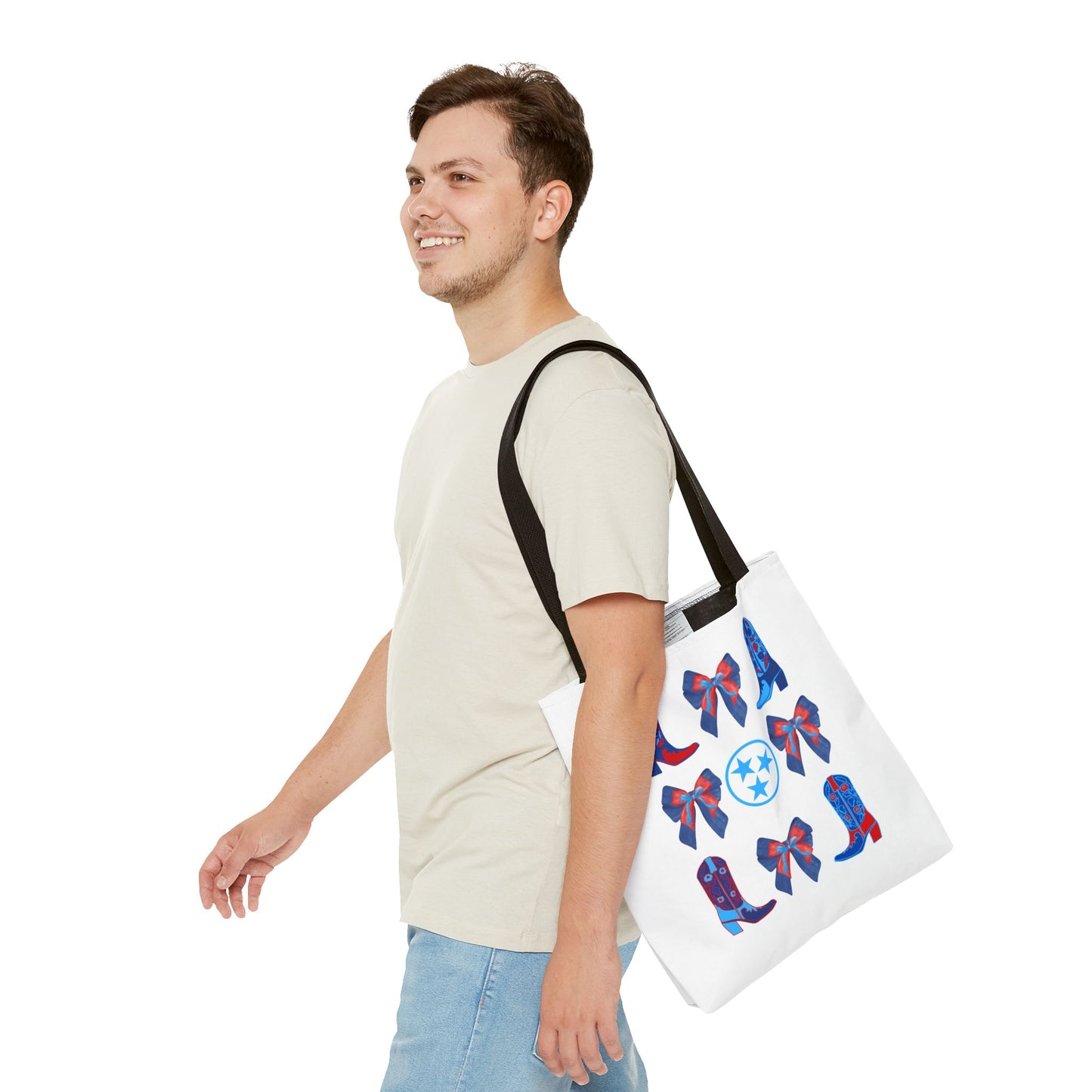 Tote Bag - Tennessee Titans Coquette Bow Design - Titan Up NFL Game Day Gift Nashville TN