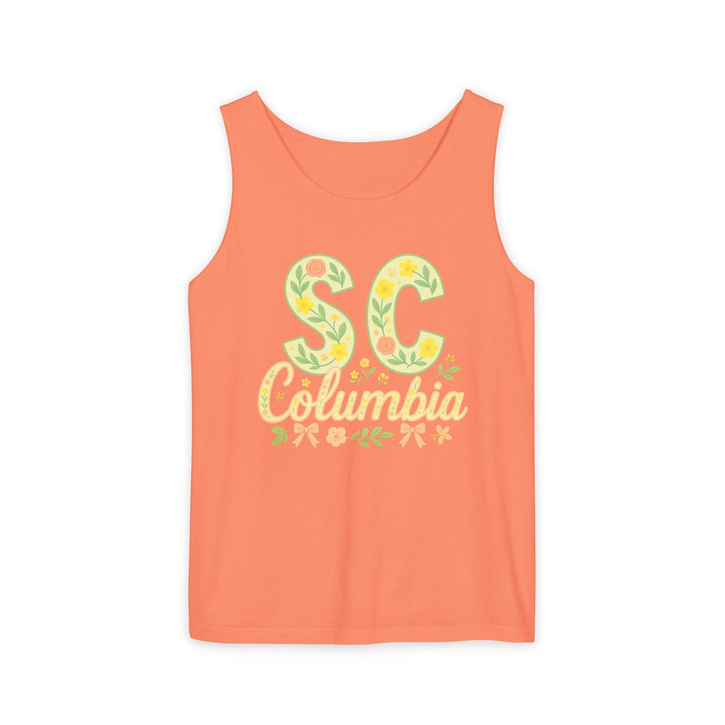 SC Columbia Floral Tank Top, Summer Tee, Beachwear, Vacation Clothes, Gift for Her, Casual Outfit, Comfort Colors, Graduation Gift