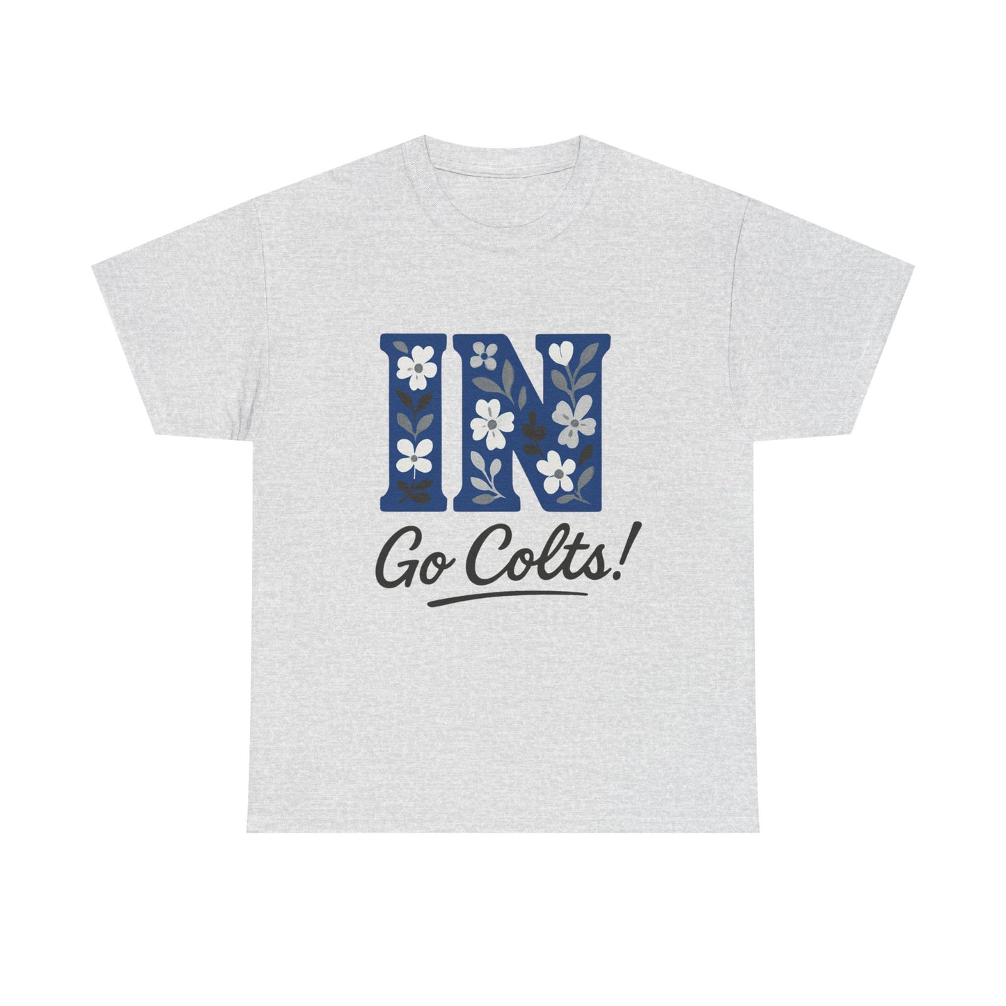 Floral Colts Tee | Unisex Heavy Cotton Tee for Sports Fans, Indiana Pride
