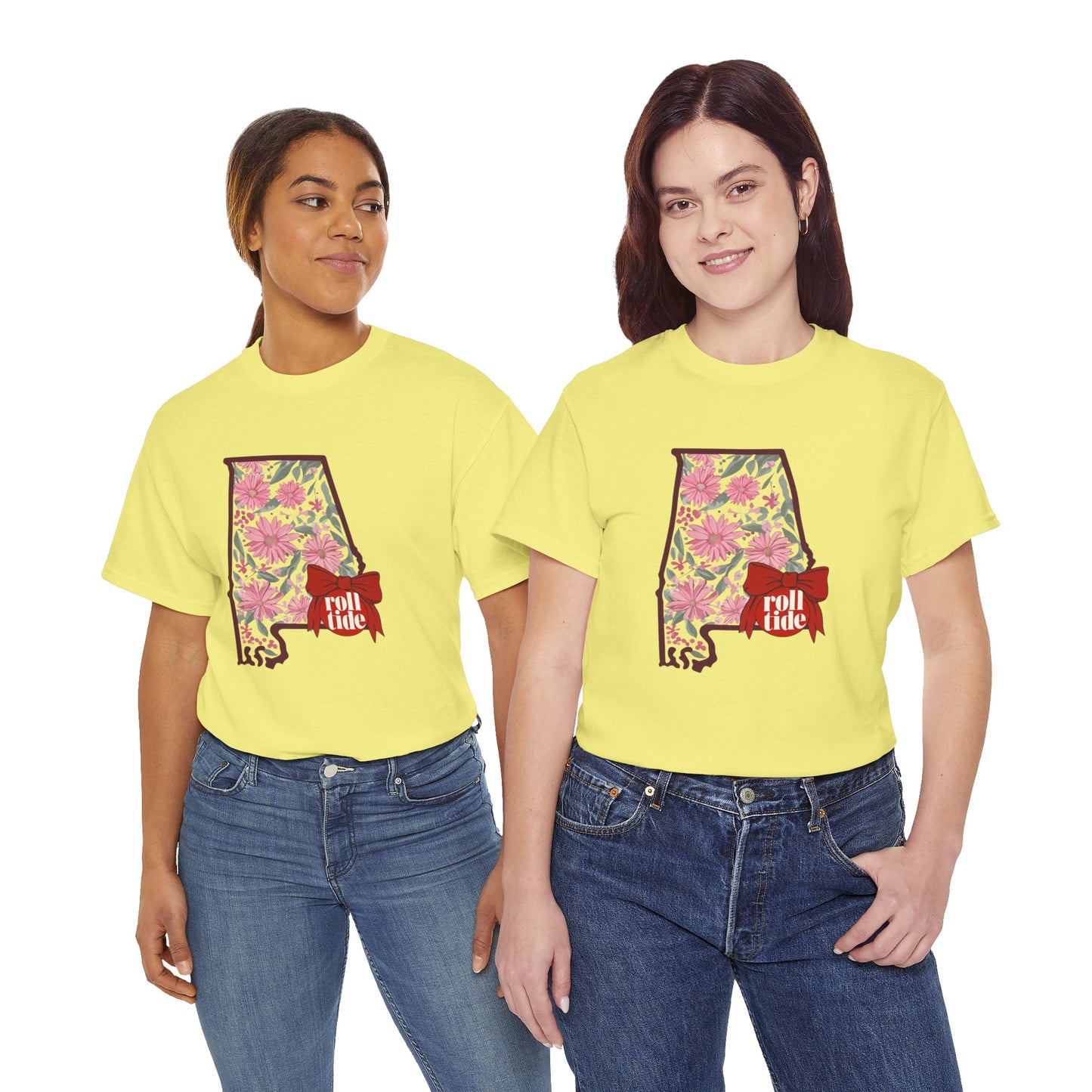Floral Alabama Tee - Roll Tide Unisex Heavy Cotton T-Shirt, Casual Wear, Game Day Outfit, College Apparel, Southern Pride
