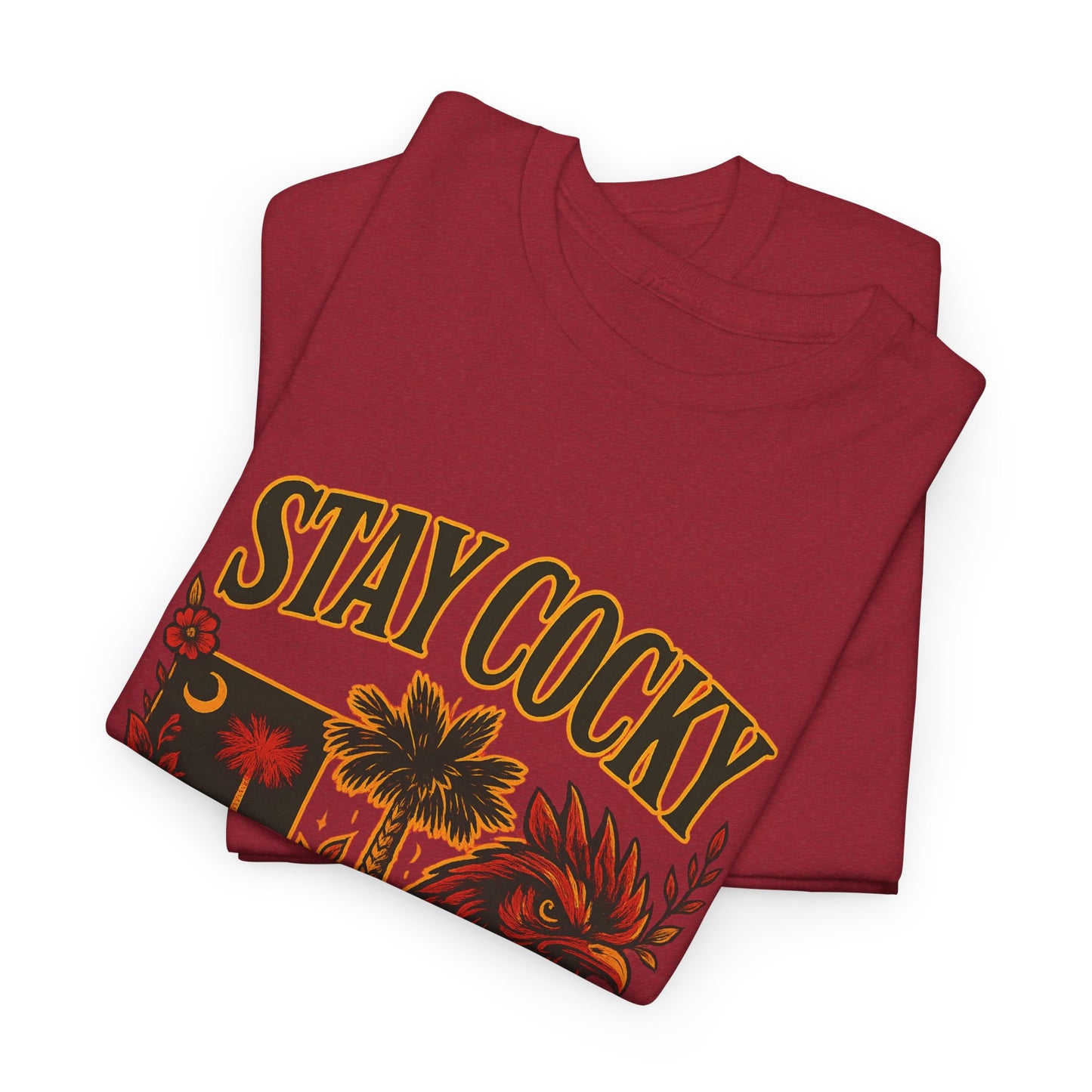 Stay Cocky Unisex Heavy Cotton Tee, Casual Graphic Tee, South Carolina Pride Shirt, Fun Vacation Wear, Perfect Gift for Gamecocks Fans