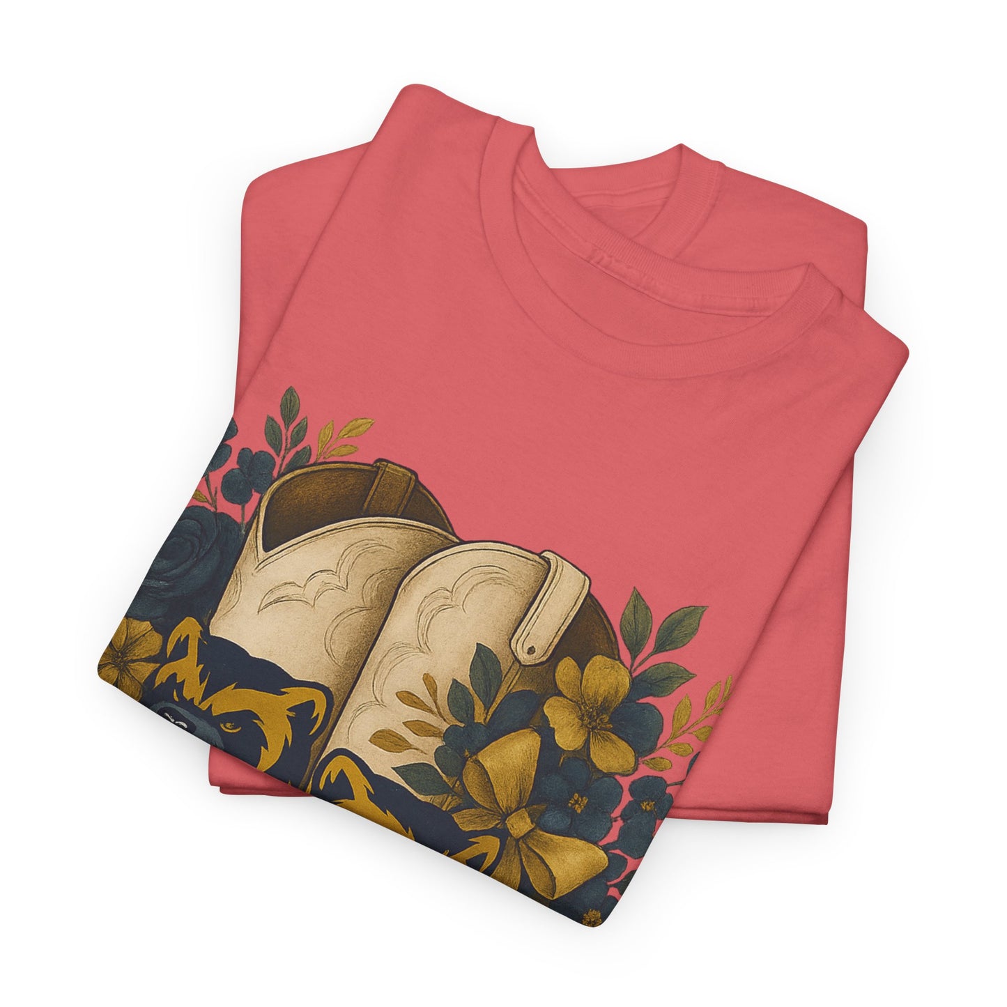 Graphic Tee - Michigan Wolverines Maize and Blue Country Chic Floral Cowboy Boots Vintage Style Shirt