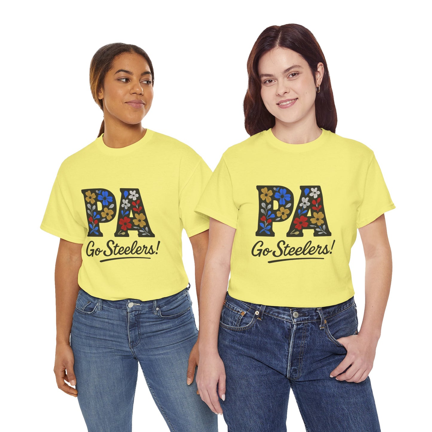 Sports Fan Tee - Floral PA Go Steelers Unisex Heavy Cotton Tee