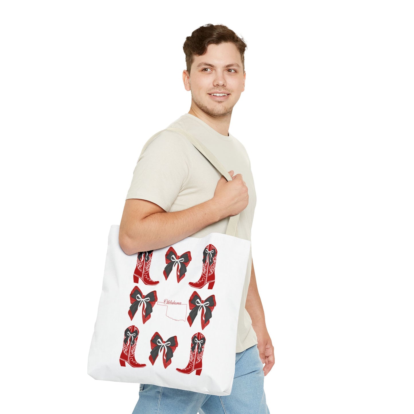 Tote Bag - Oklahoma Game Day Coquette Bow Design Fan Gift