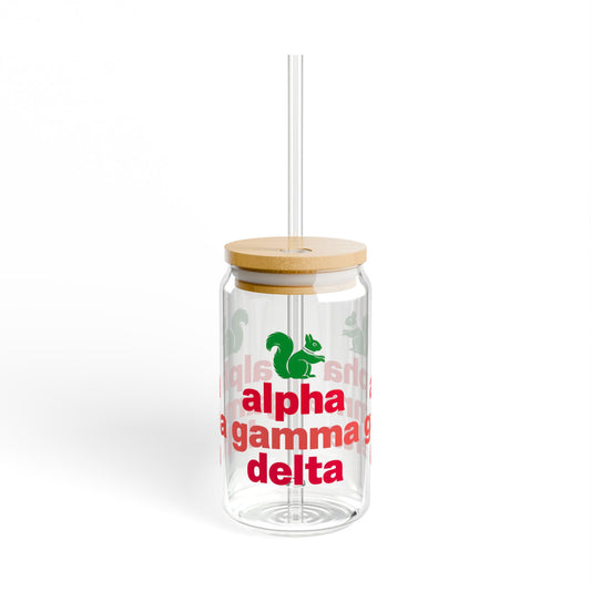 AGD Sipper Glass 16oz - Personalized Gift for Sorority, Eco-Friendly Drinkware, Party Favor, Summer Sips, College Life