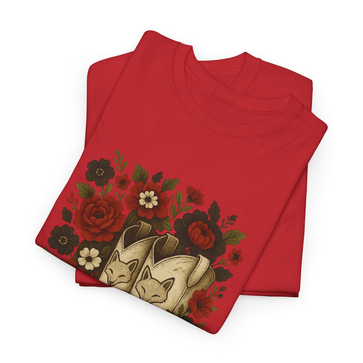AR State Red Wolves Vintage Floral Cowboy Boots Tee
