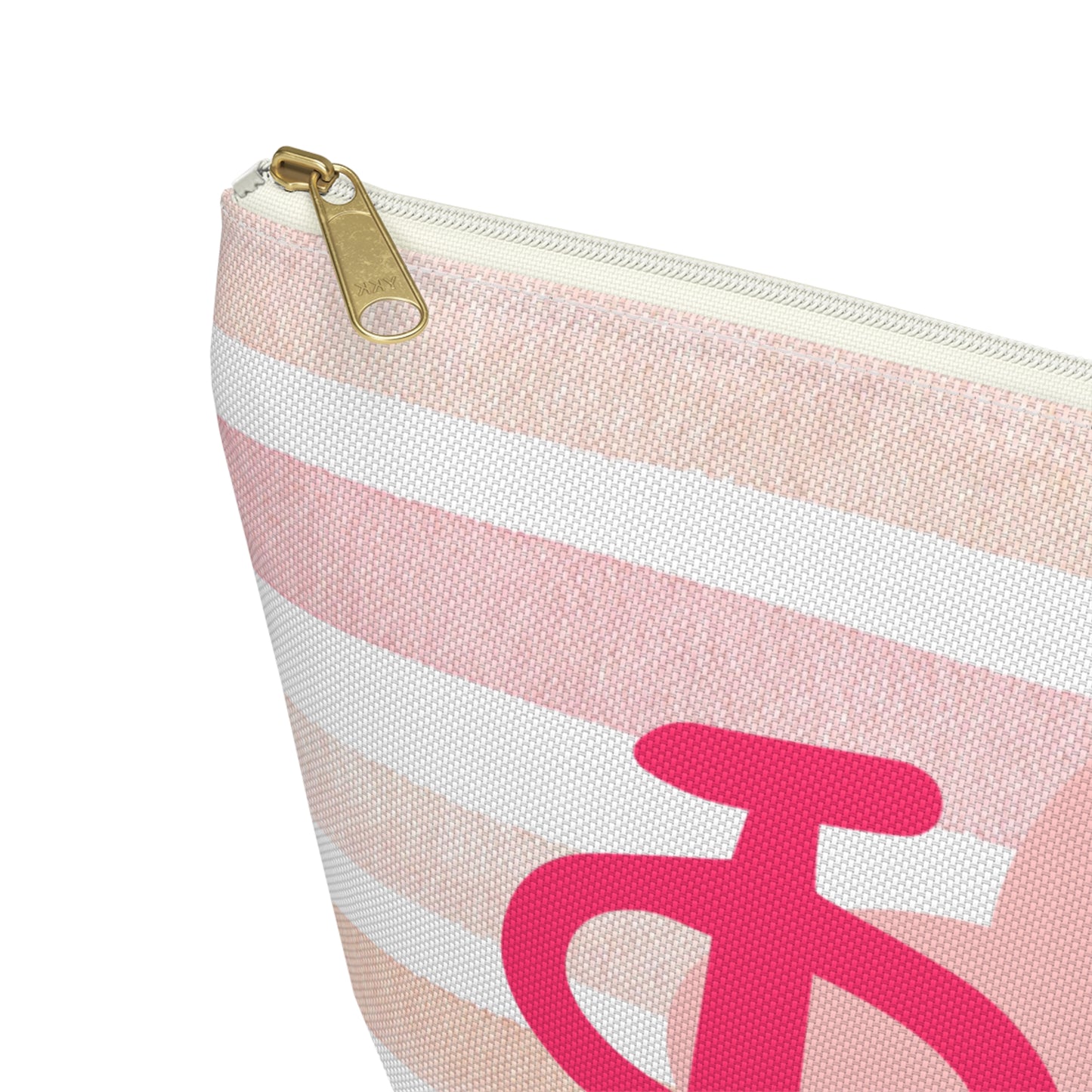 PHI mu Chic Accessory Pouch for Sorority Sisters, Cosmetic Bag, Makeup Organizer, Gift for College Graduates, Pink Stripes