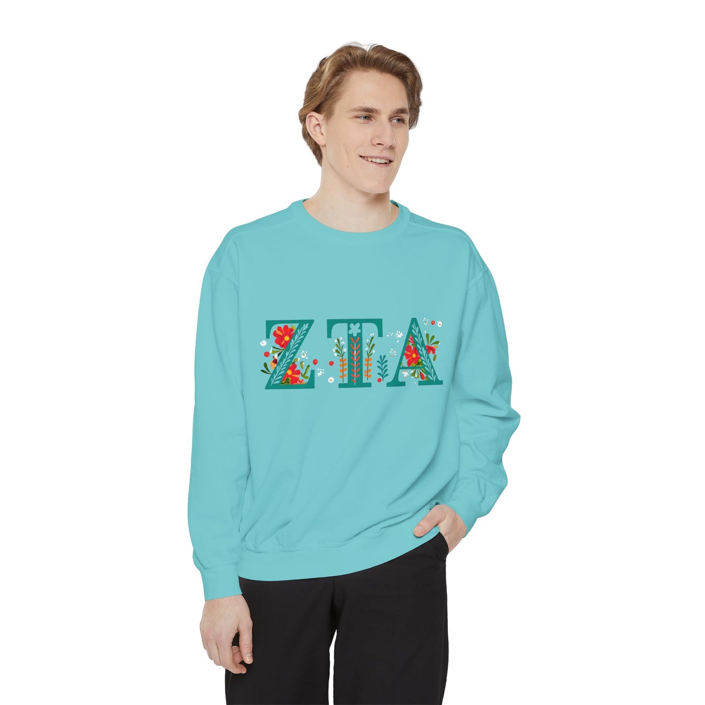 Floral ZTA Unisex Sweatshirt - Cozy Sweater for Sorority Sisters, Perfect Gift, Casual Wear, Spring Outfits, College Apparel