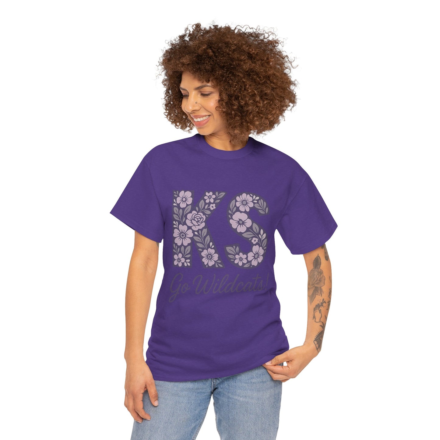 KS Floral Team Spirit Tee: Celebrate Kansas State Wildcats in Style, Perfect for Sports Events, Gifts, & Casual Wear