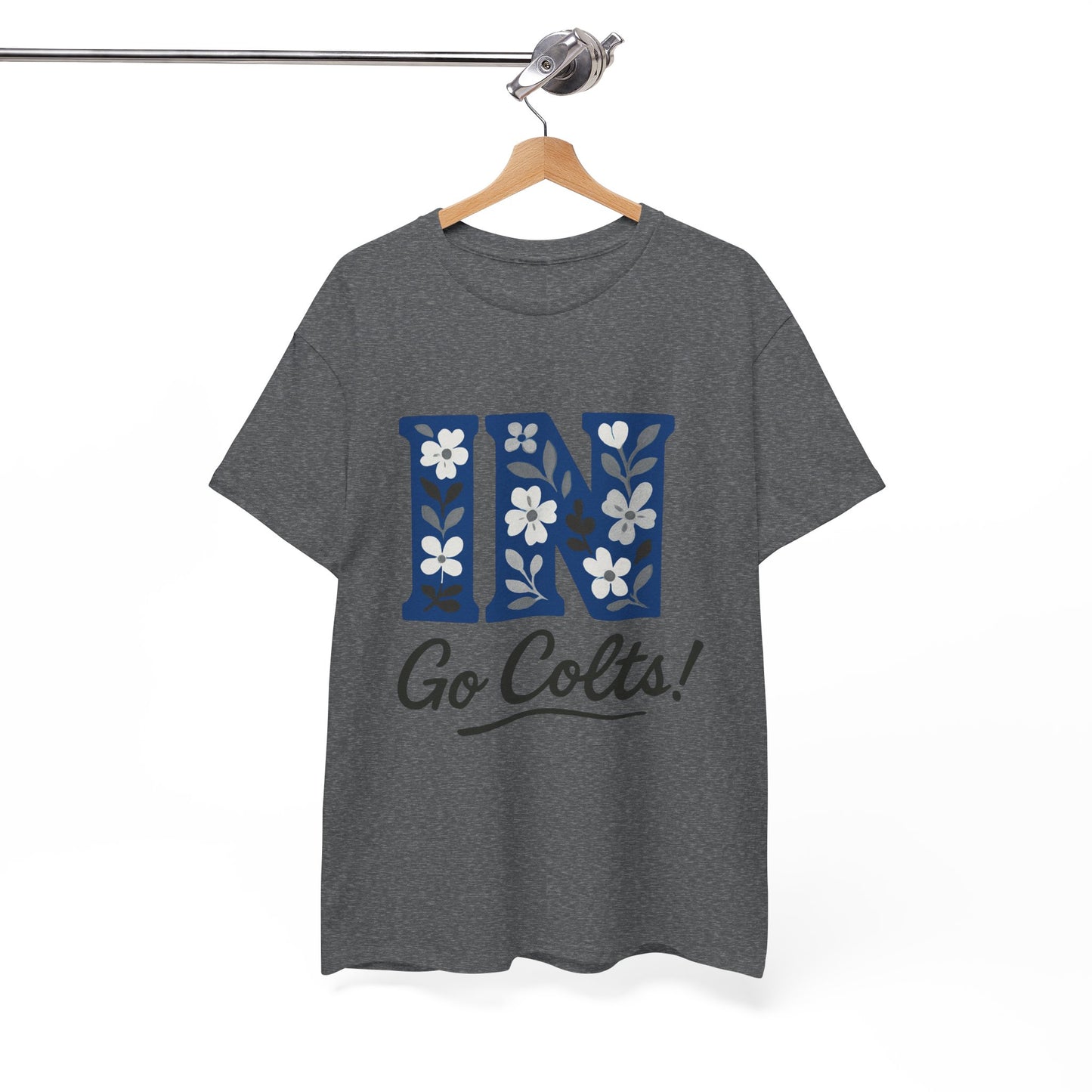 Floral Colts Tee | Unisex Heavy Cotton Tee for Sports Fans, Indiana Pride