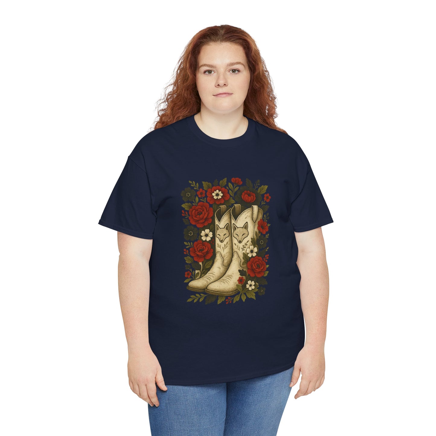 AR State Red Wolves Vintage Floral Cowboy Boots Tee