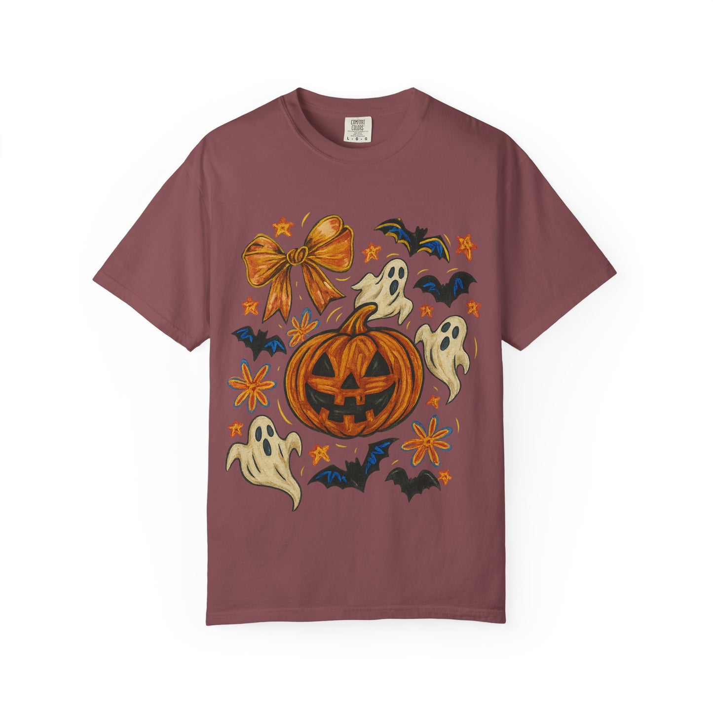Halloween Ghost & Pumpkin T-shirt, Spooky Season Shirt, Fall Tee, Unisex Halloween Apparel, Ghostly Graphic Tee, Pumpkin Graphic Shirt