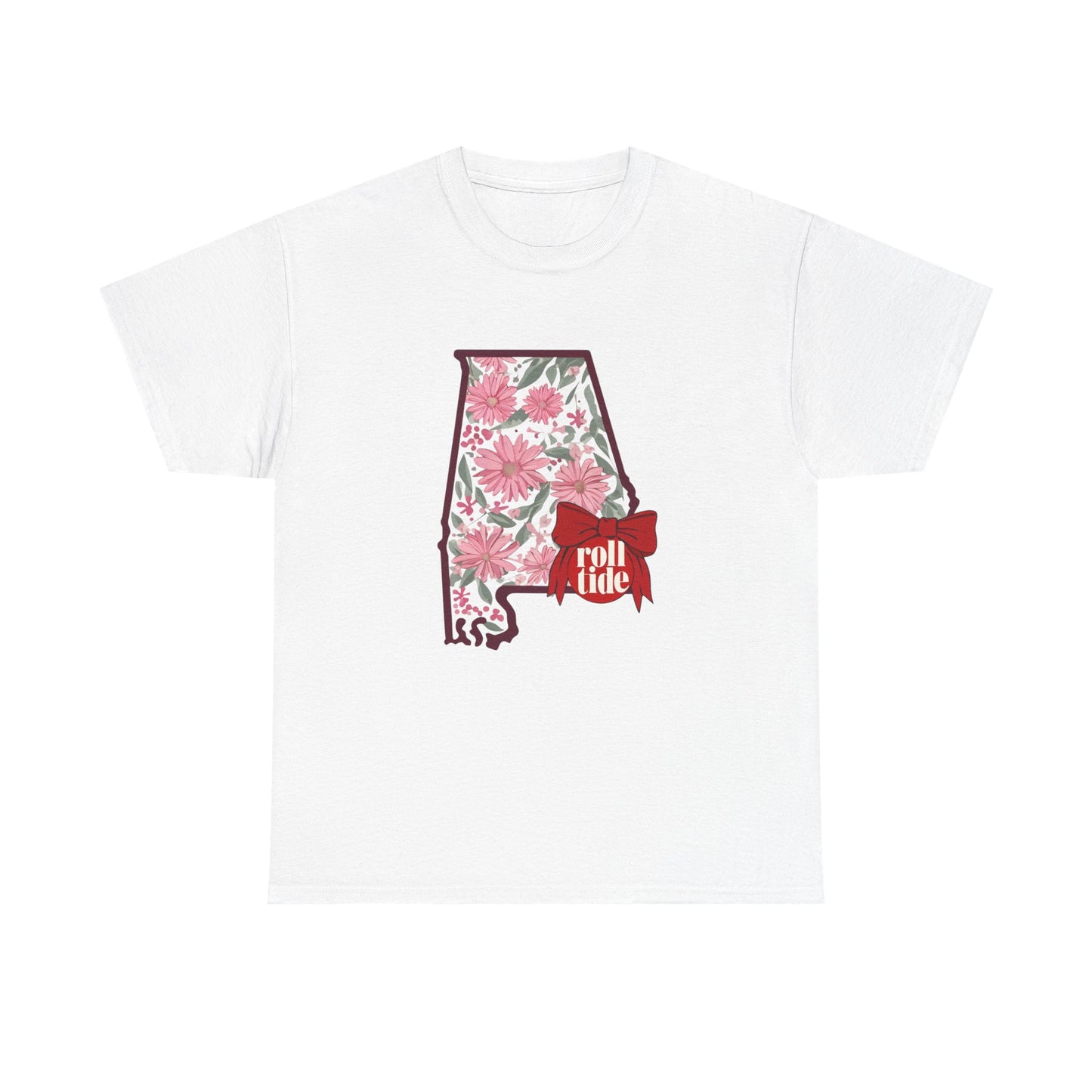Floral Alabama Tee - Roll Tide Unisex Heavy Cotton T-Shirt, Casual Wear, Game Day Outfit, College Apparel, Southern Pride