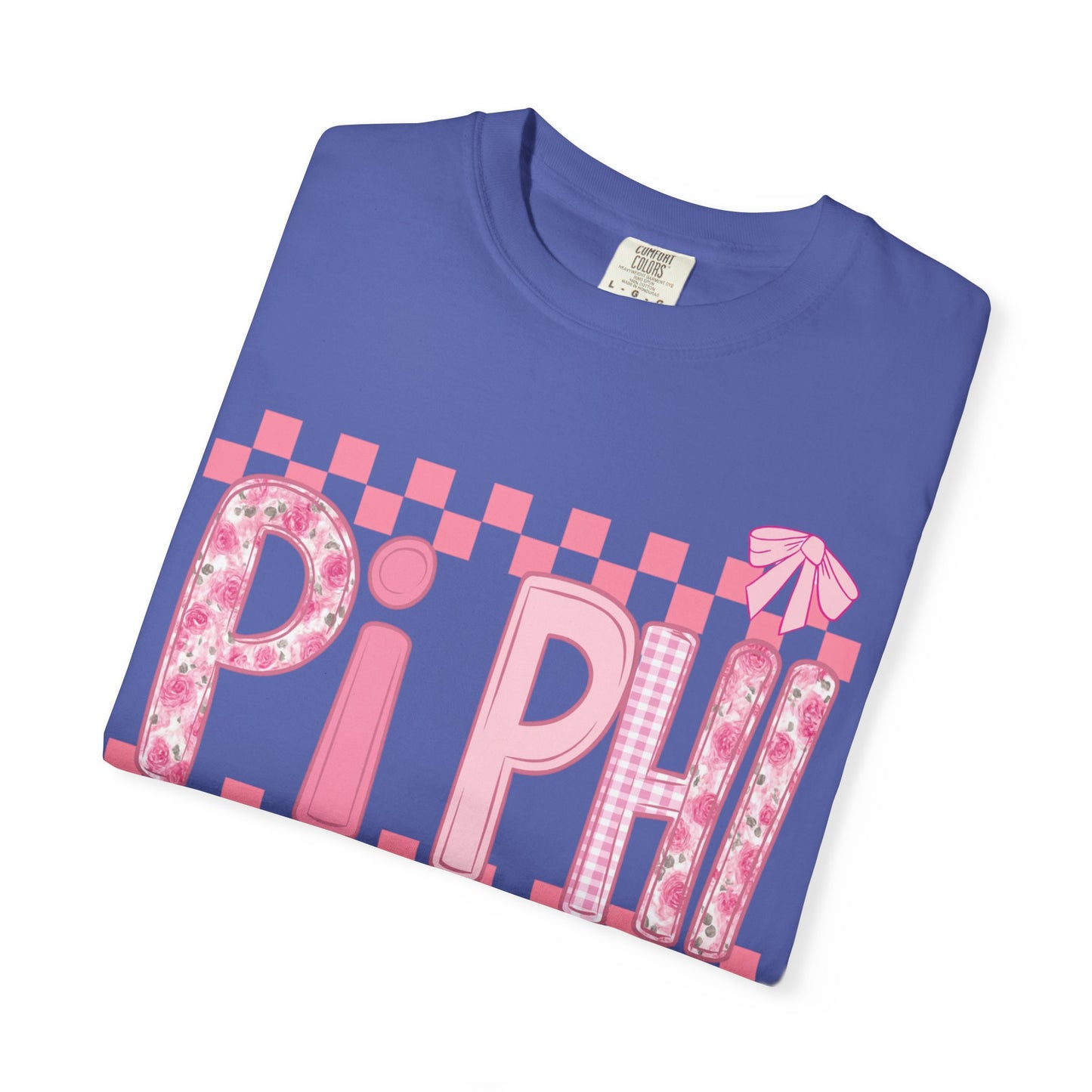 Cute Garment-Dyed T-Shirt for Sorority Sisters, Pi -Checked Style, Perfect for Casual Outings, Sorority Events, Gifts