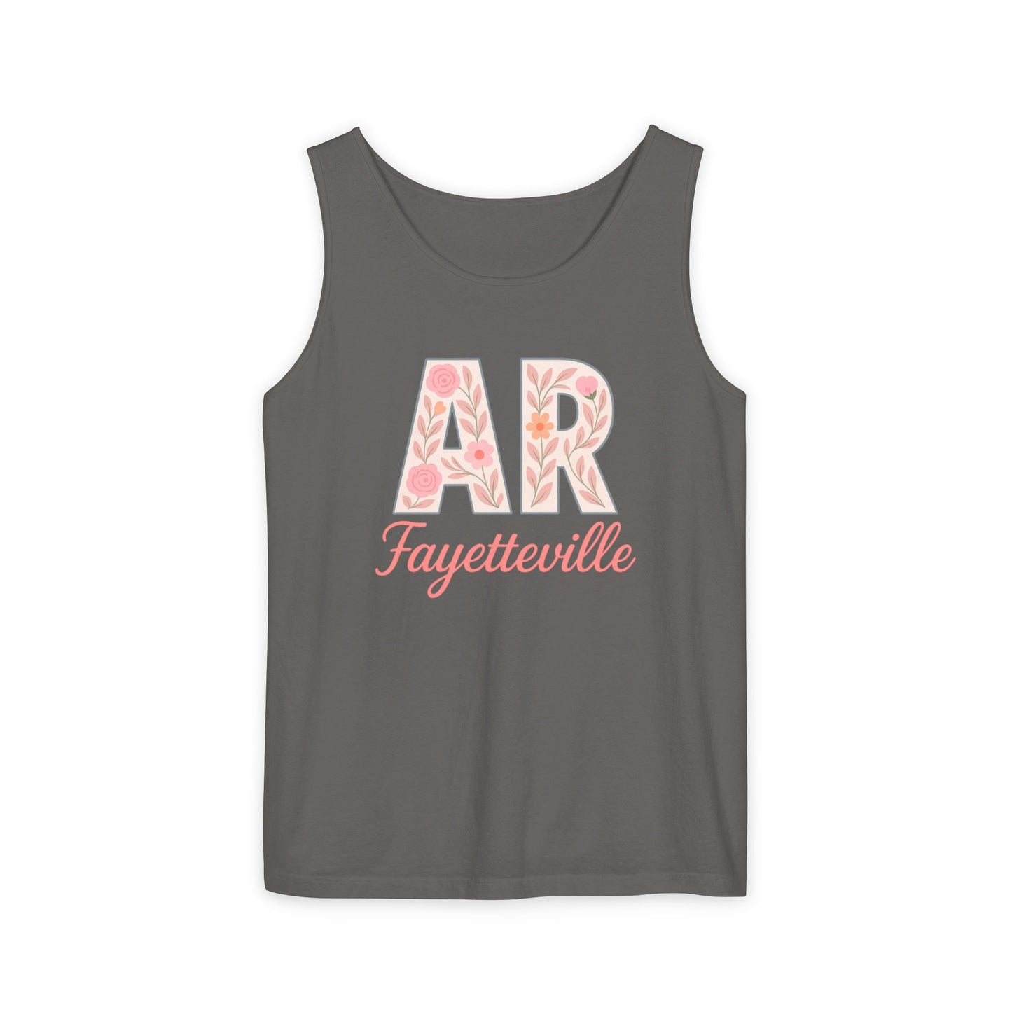 Fayetteville Floral Tank Top, Casual Summer Top, Gift for Her, Travel Apparel, Arkansas Style, Arkansas Student Gift, Graduation Gift, Comfort Colors