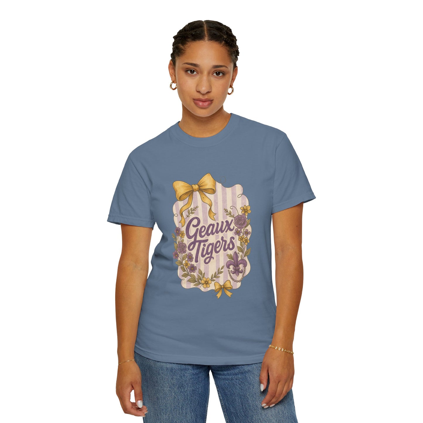 Geaux Tigers Floral T-Shirt, Unisex Casual Tee, Game Day Apparel, Spring Outfit, LSU Fan Gear