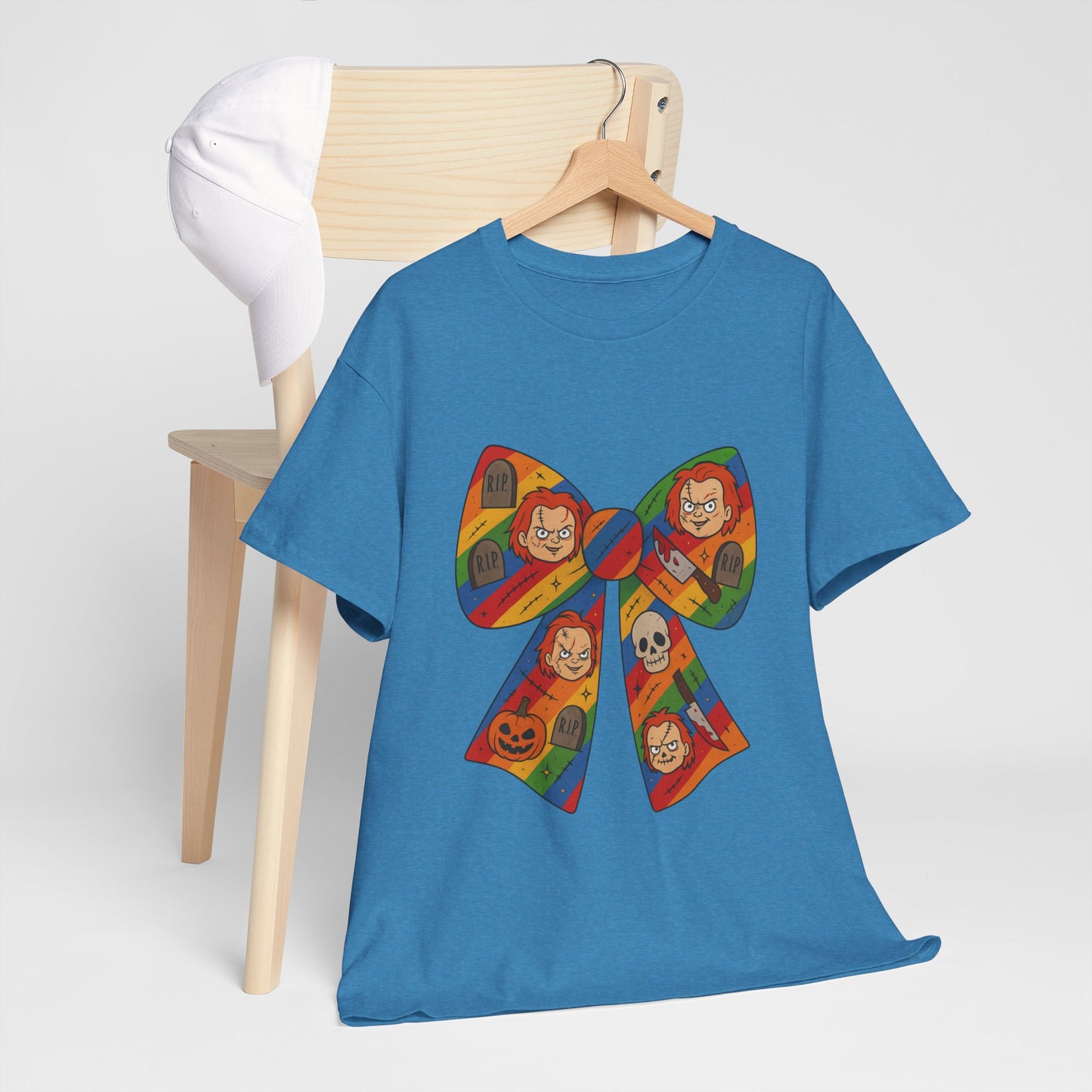 Colorful Halloween Bow Tee, Fun Costume T-Shirt, Halloween Party Shirt, Unisex Graphic Tee, Cozy Everyday Wear, Unique Gift Idea