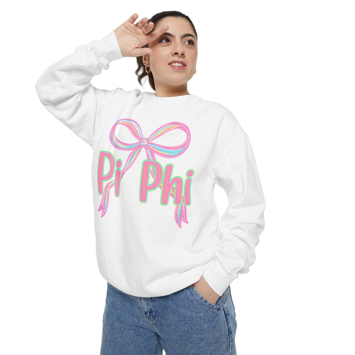 PiPhi Bow Unisex Sweatshirt, Cute Sorority Apparel, Comfortable Sweatshirt, Gift for Sorority Sisters, Soft Fashion Essentials